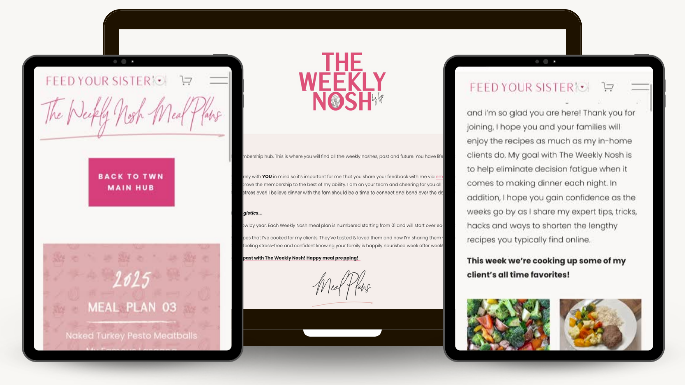 Welcome to the Weekly Nosh: Your Meal Plan Menu — Feed Your Sister