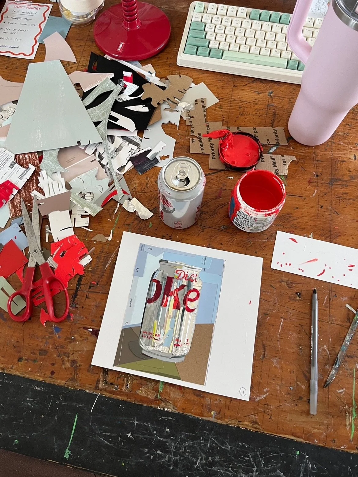 From studio to gallery. What begins as something that emerges from the chaos of a million scraps of paper (maybe not exaggerating that number) ➡️ to hanging out in my studio for a bit unframed ➡️ to finding the right framing to further the story of t