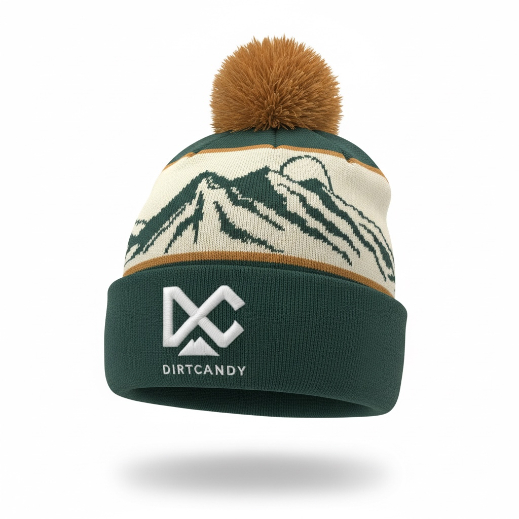 (New) LOCALE Pom Beanie (Green / Yellow)