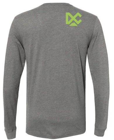 Next Level, Sueded Long Sleeve, Dark Heather w/ Neon Green