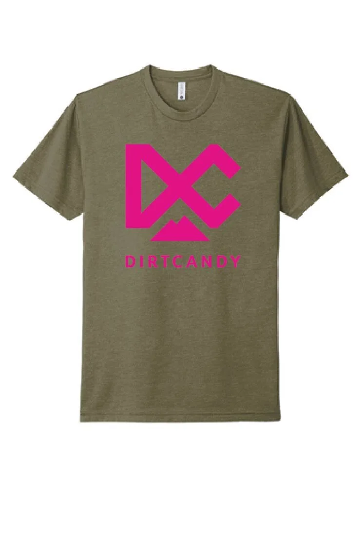 Next Level T, Light Olive w/ Neon Pink DirtCandy Logo