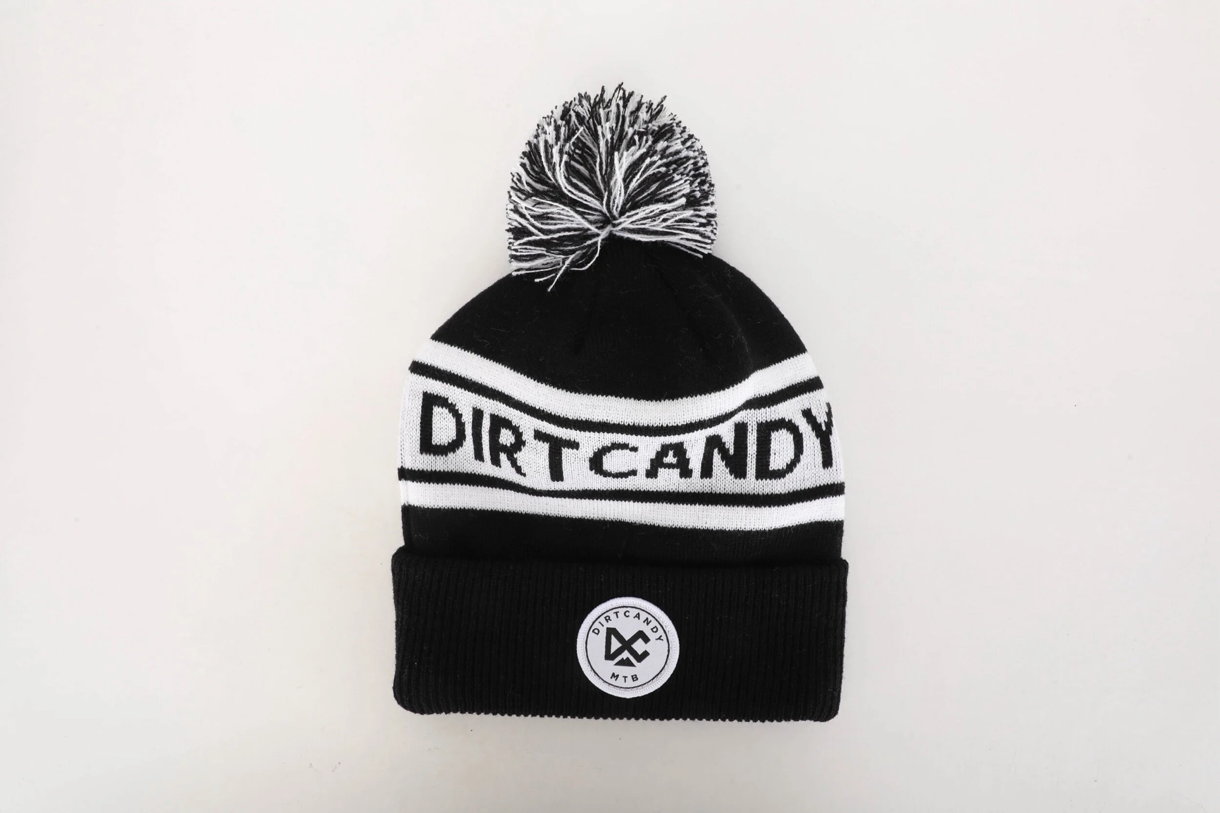 Pom Pom Beanie Black White DIRTCANDY MTB APPAREL