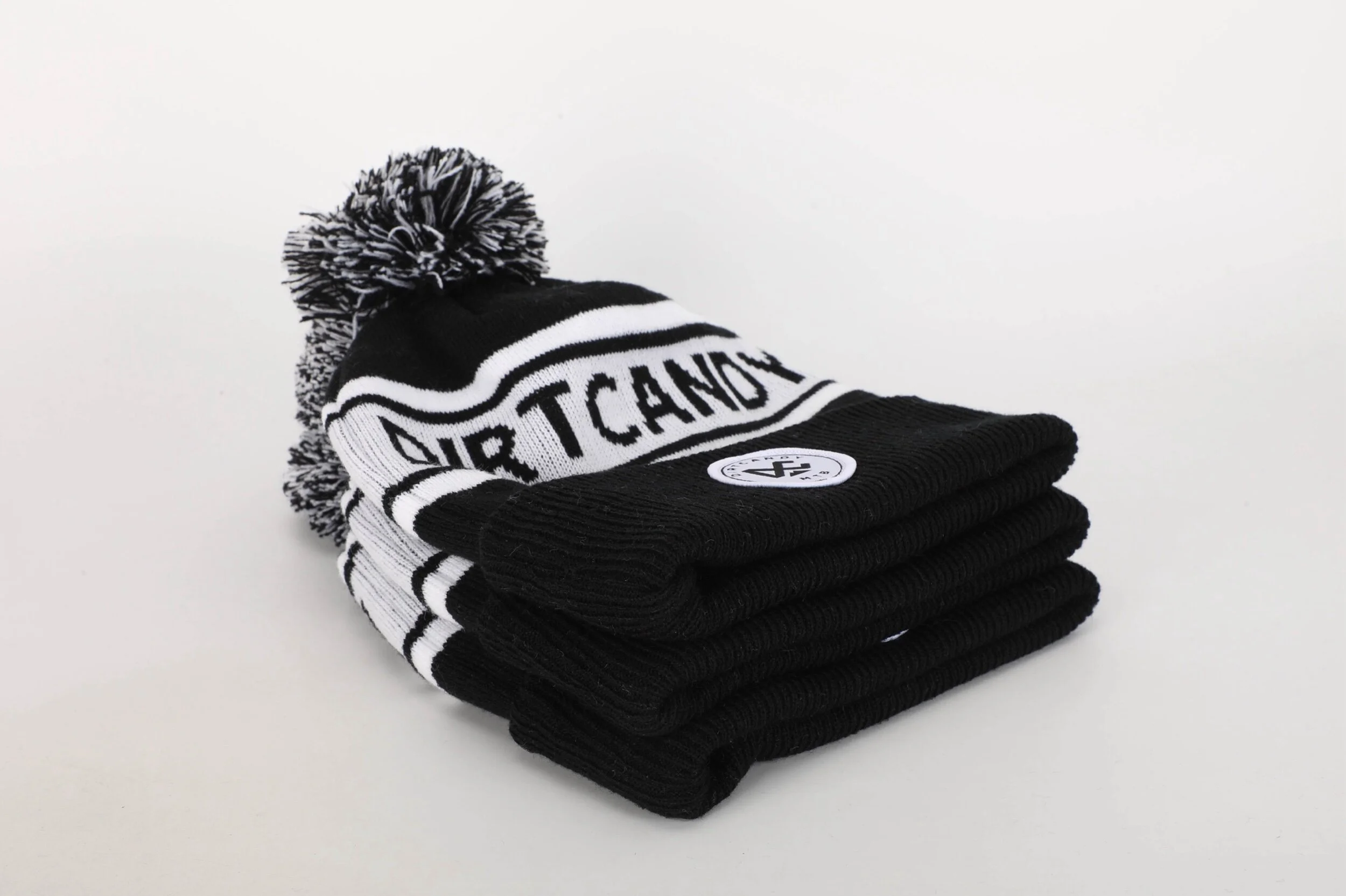 The Kooples Black and White Knit Pom-Pom Hat POMPOM BEANIE – Movement main image 3