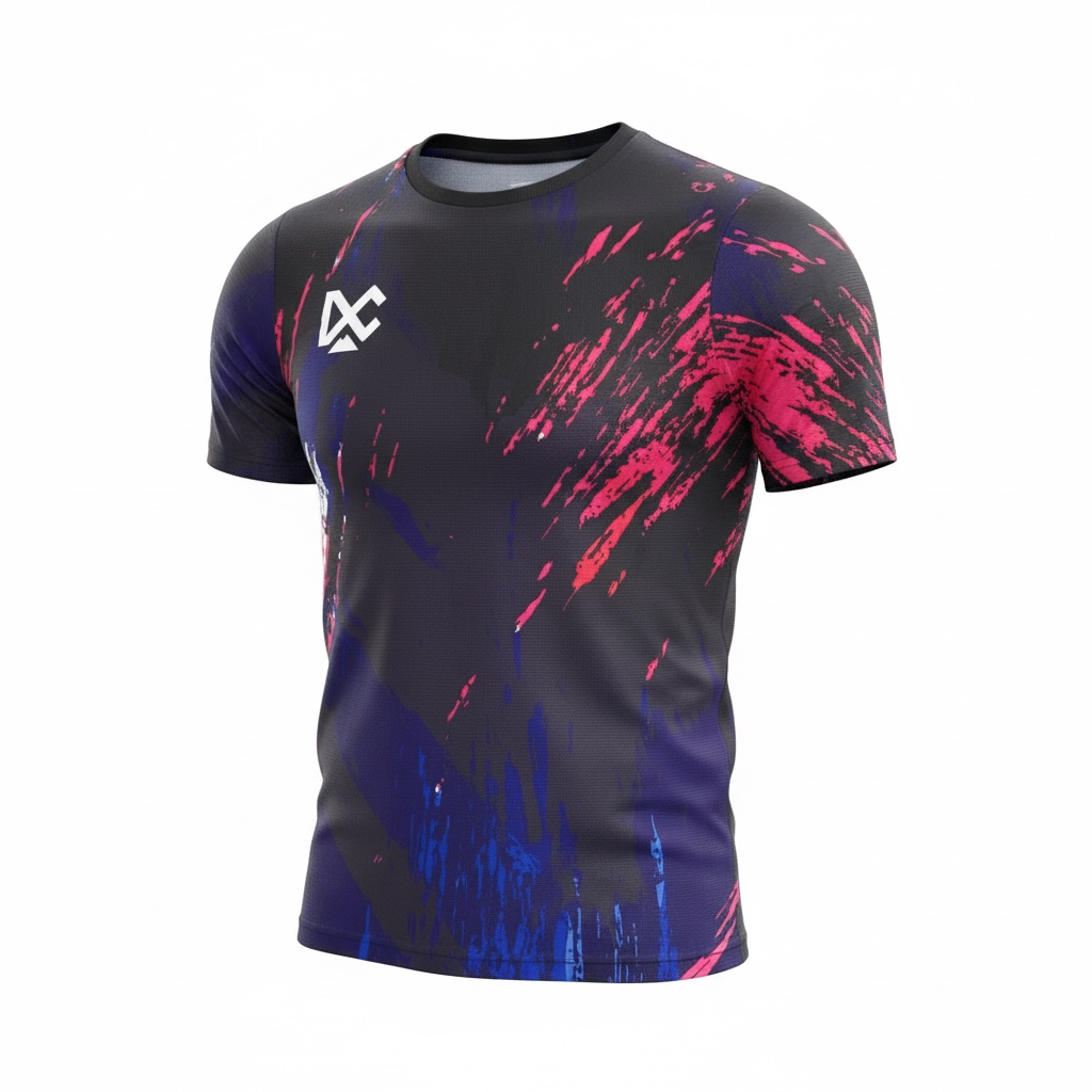 NEW, Ladies Short Sleeve, "Single-Track SPLASH" (Purple / Pink)