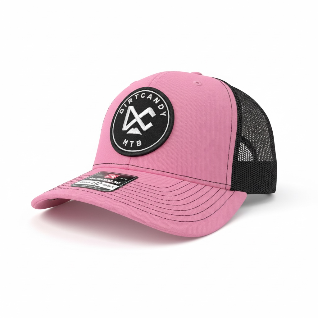 112 Trucker Hat, Split Hot Pink / Black w/ Black Patch