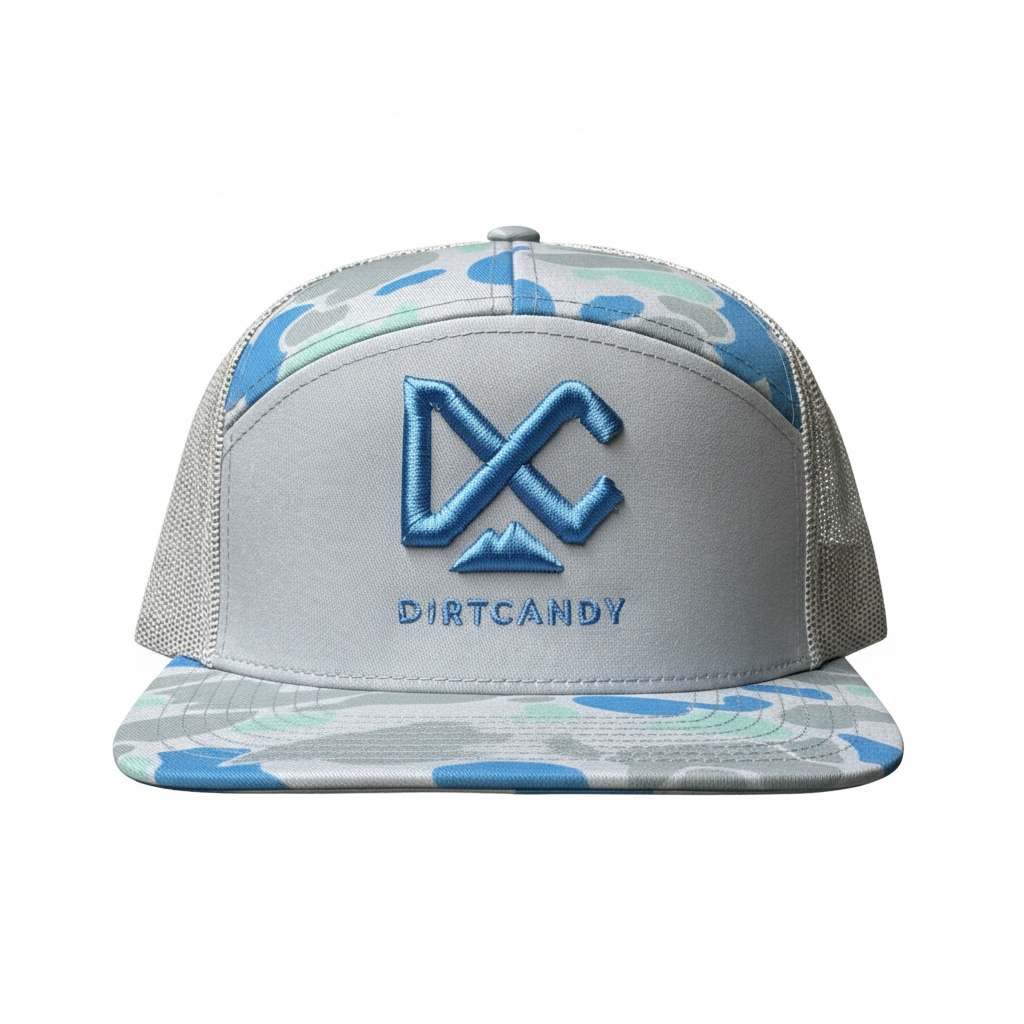 (New) Saltwater Duck w/ Carolina Blue, 7 Panel Trucker