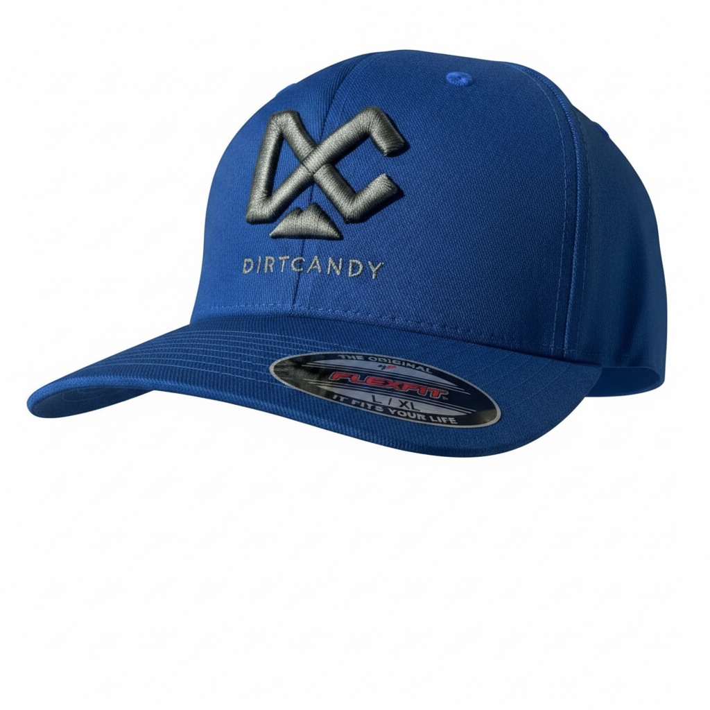 Flexfit Delta Fitted Hat, Royal Blue w/ Forest Green Logo