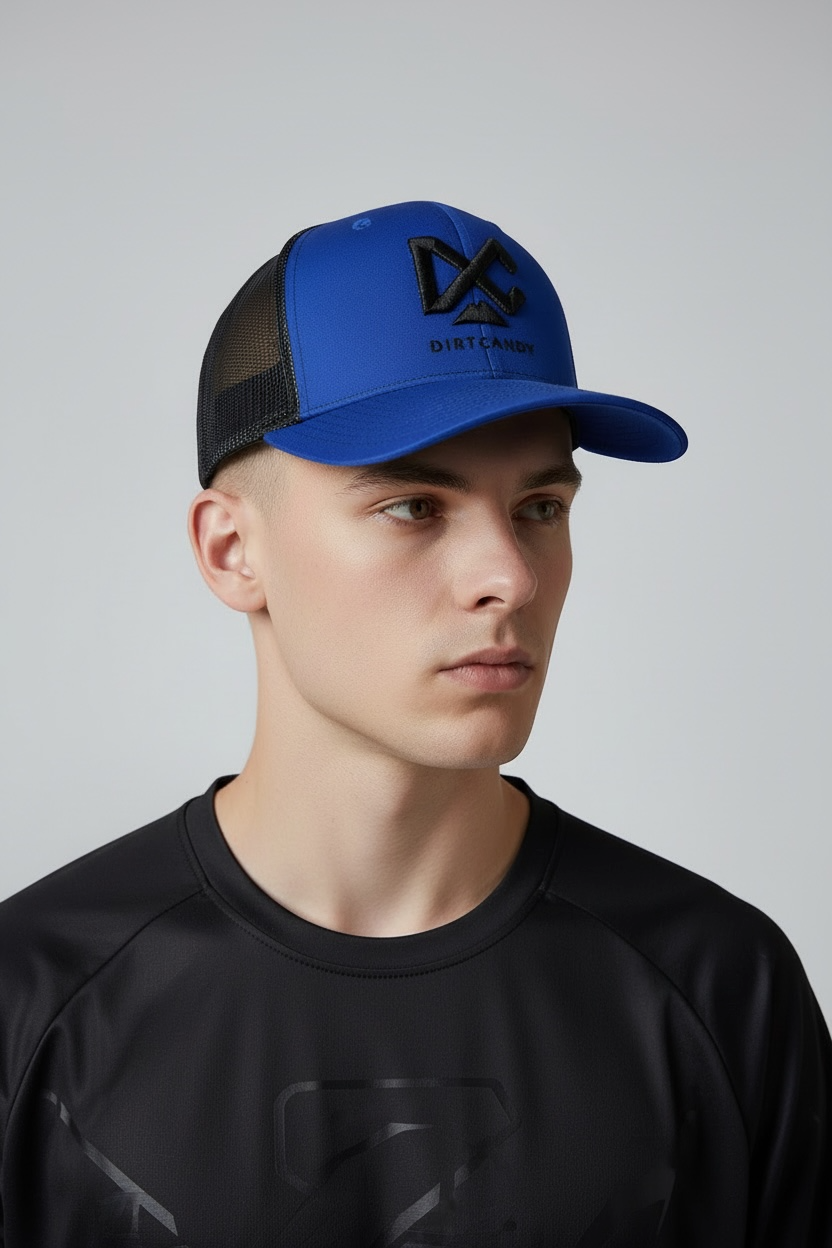 Richardson 112 Trucker Hat, Royal Blue & Black w/ Black Logo