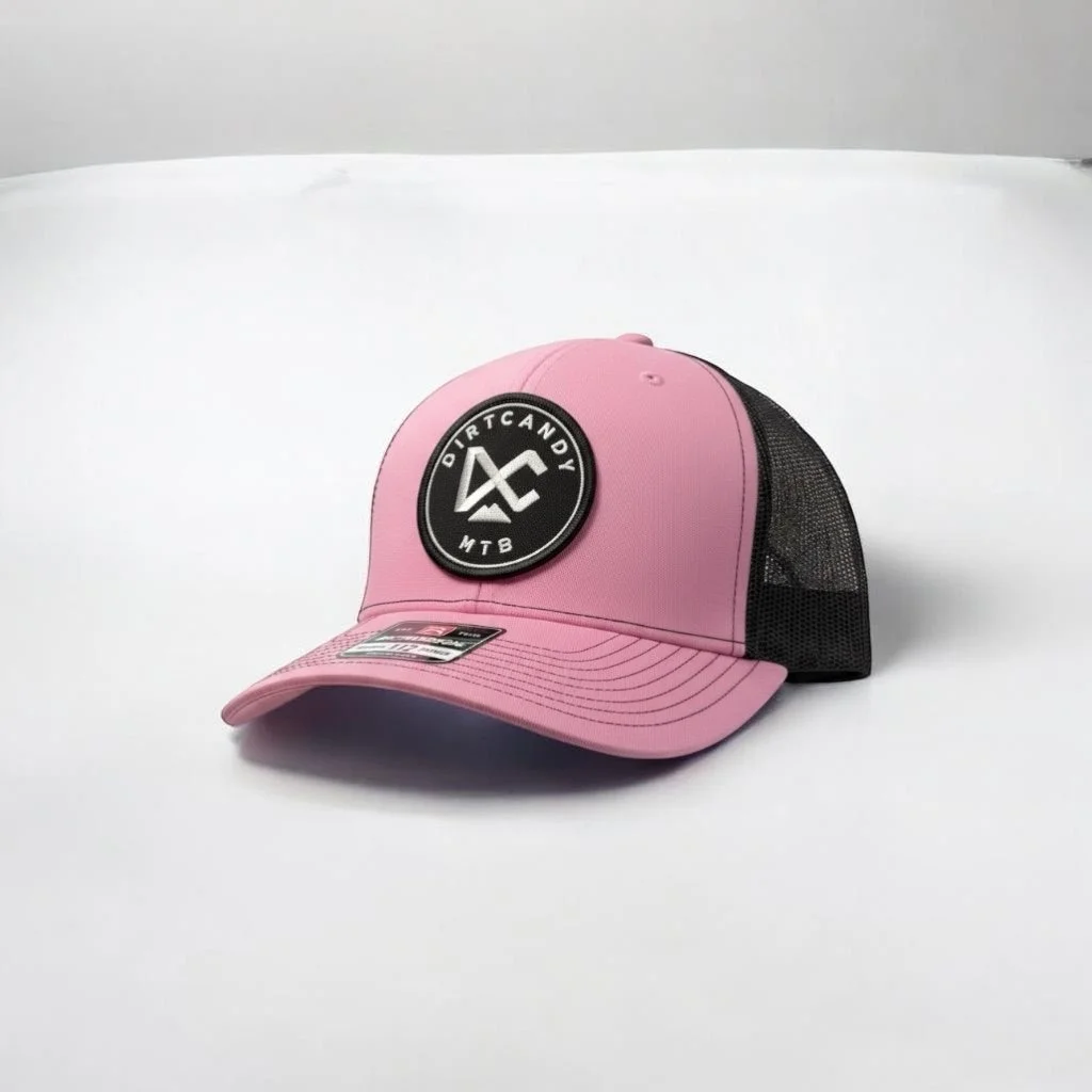 112 Trucker Hat, Split Hot Pink / Black w/ Black Patch