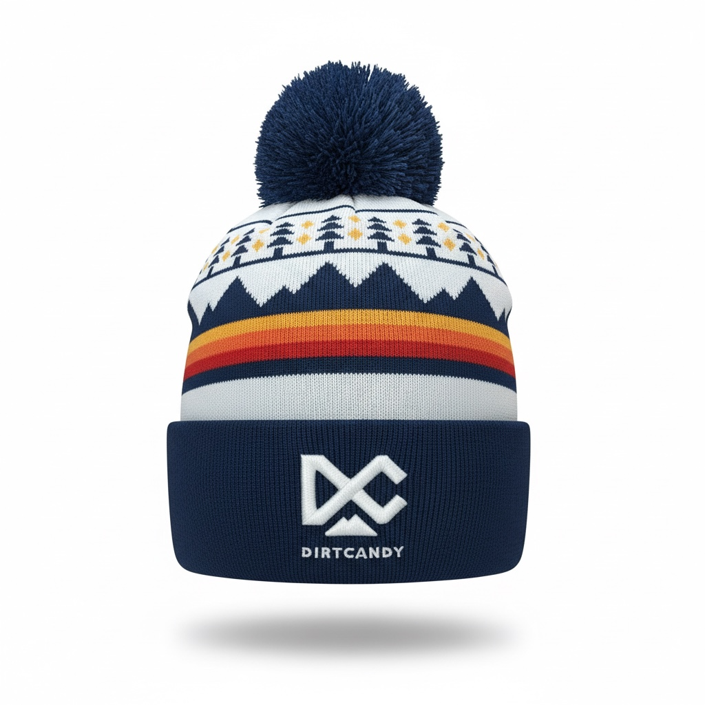 (New) LOCALE Pom Beanie (Trees & Peaks / Navy) *NO Guarantee on Delivery by Christmas*