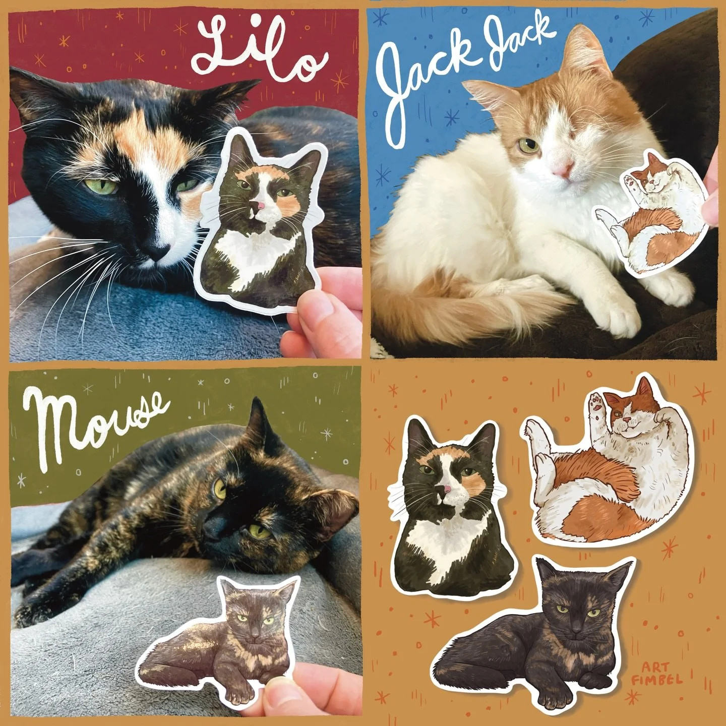 Sometimes you gotta follow your cats around with little sticker portraits of them to take pictures for Instagram. 🐈&zwj;⬛🐈🐈&zwj;⬛ Swipe to see Jack Jack incorrectly assume that the sticker was a toy for him.