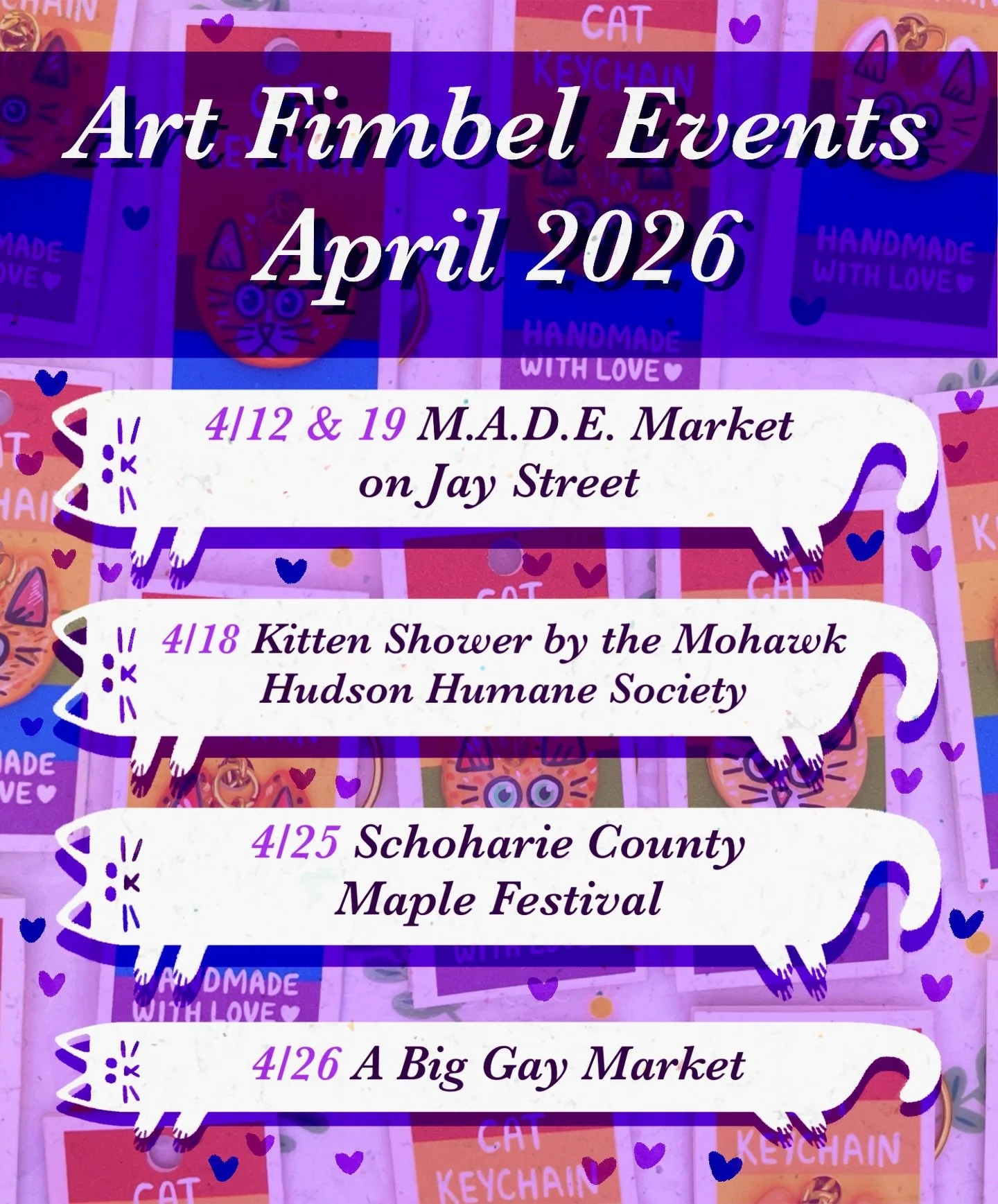 Happy Spring! 🌹🌸🌺🌷🌼🌿🌿🍃🌱

I&rsquo;ve got five markets planned for the month of April. This includes:
- @madeonjay on April 12 &amp; 19
- The annual Kitten Shower by @mohawkhumane on April 19
- The Schoharie County Maple Festival on April 25
-
