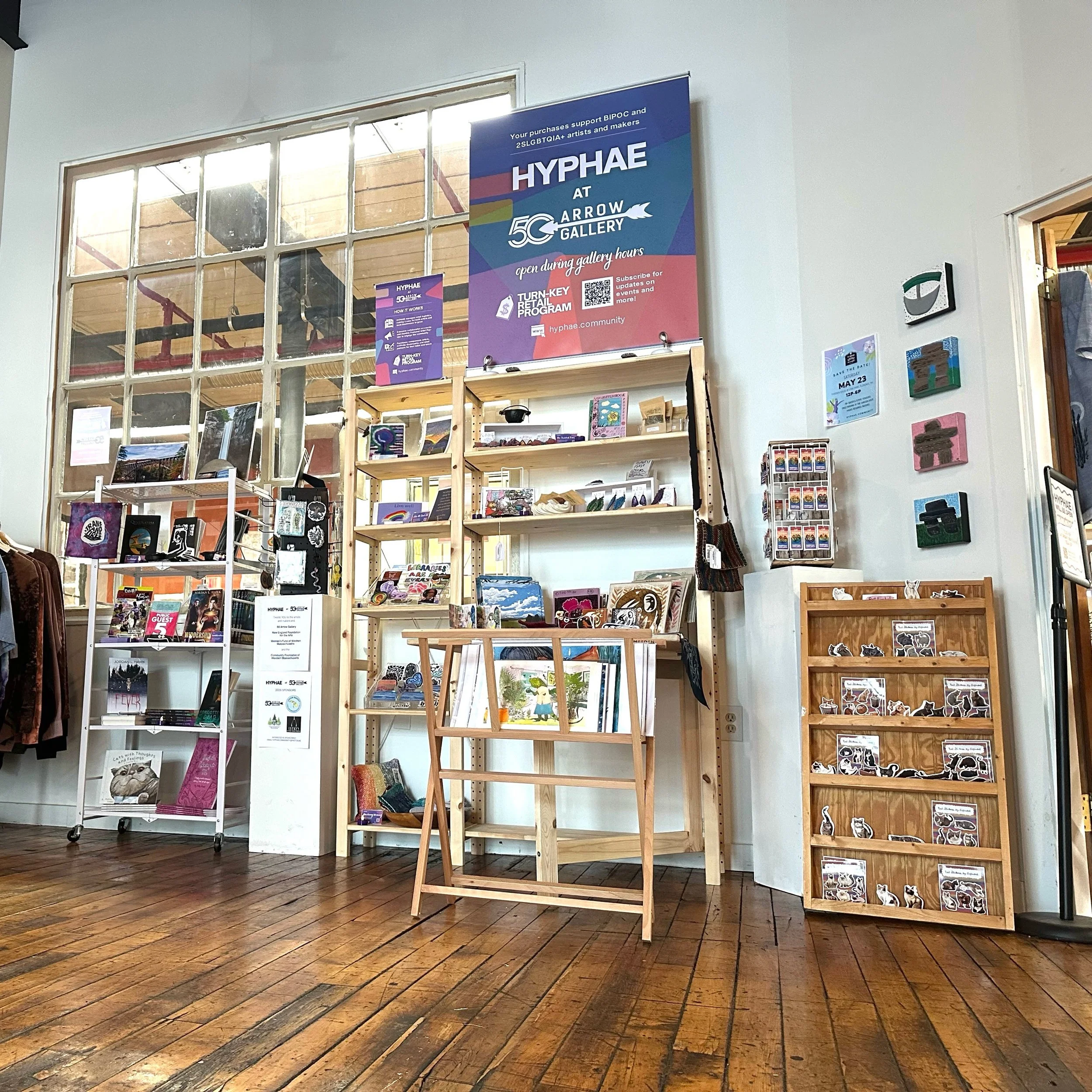 Did you know that you can find my art (and the art of several other BIPOC and 2SLGBTQIA+ artists and makers) at 50 Arrow Gallery in Easthampton, MA? 😊 This is thanks to the HYPHAE Turn-key retail program, which started earlier this Spring. The galle
