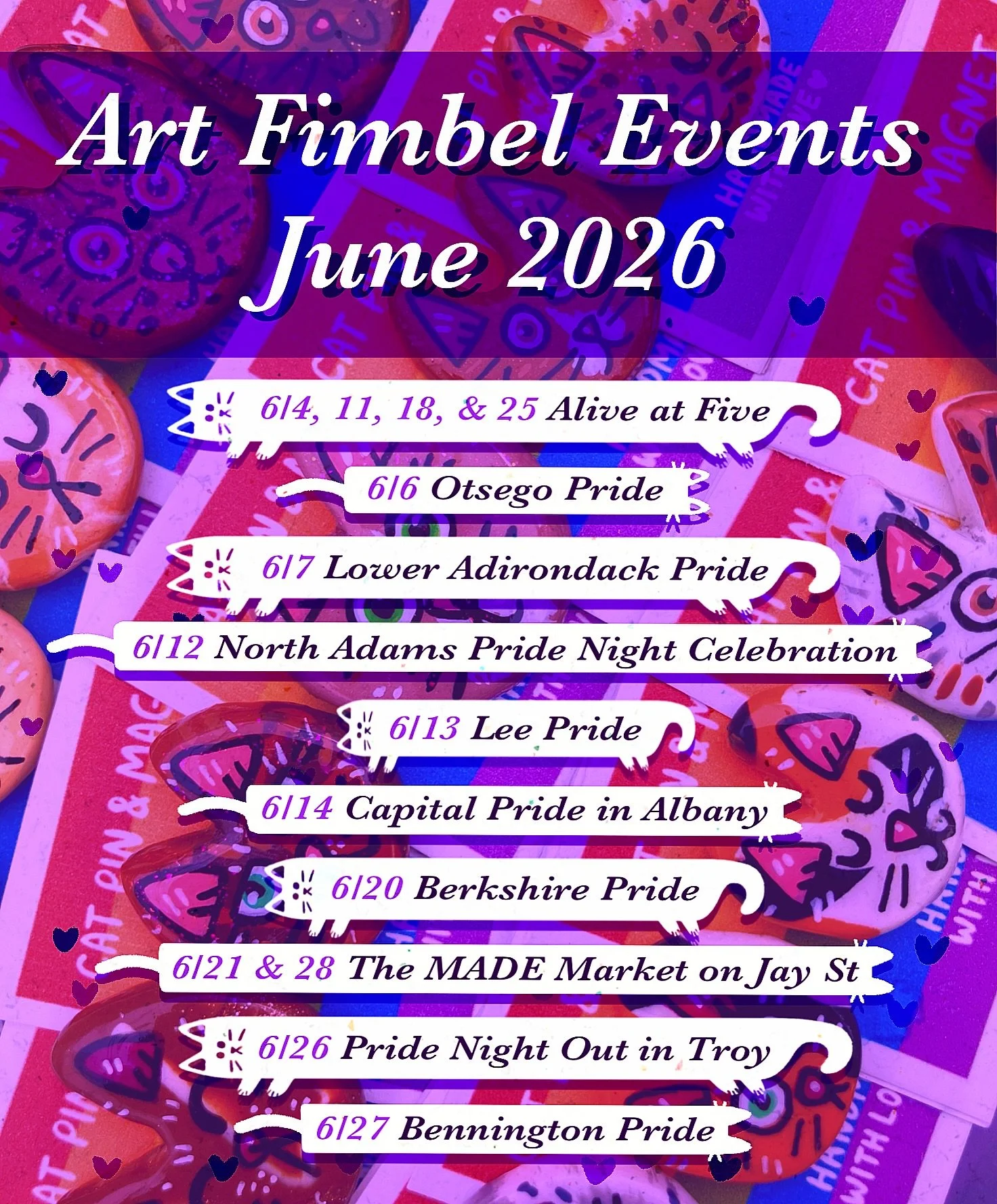 Happy June and Happy Pride! ❤️🧡💛💚💙💜🤍🩷🩵🤎🖤 This is gonna be a super busy month with events across three states, and here is everything that I have scheduled for June:
- June 4, 11, 18, &amp; 25: Alive at 5 is a live music series taking place 