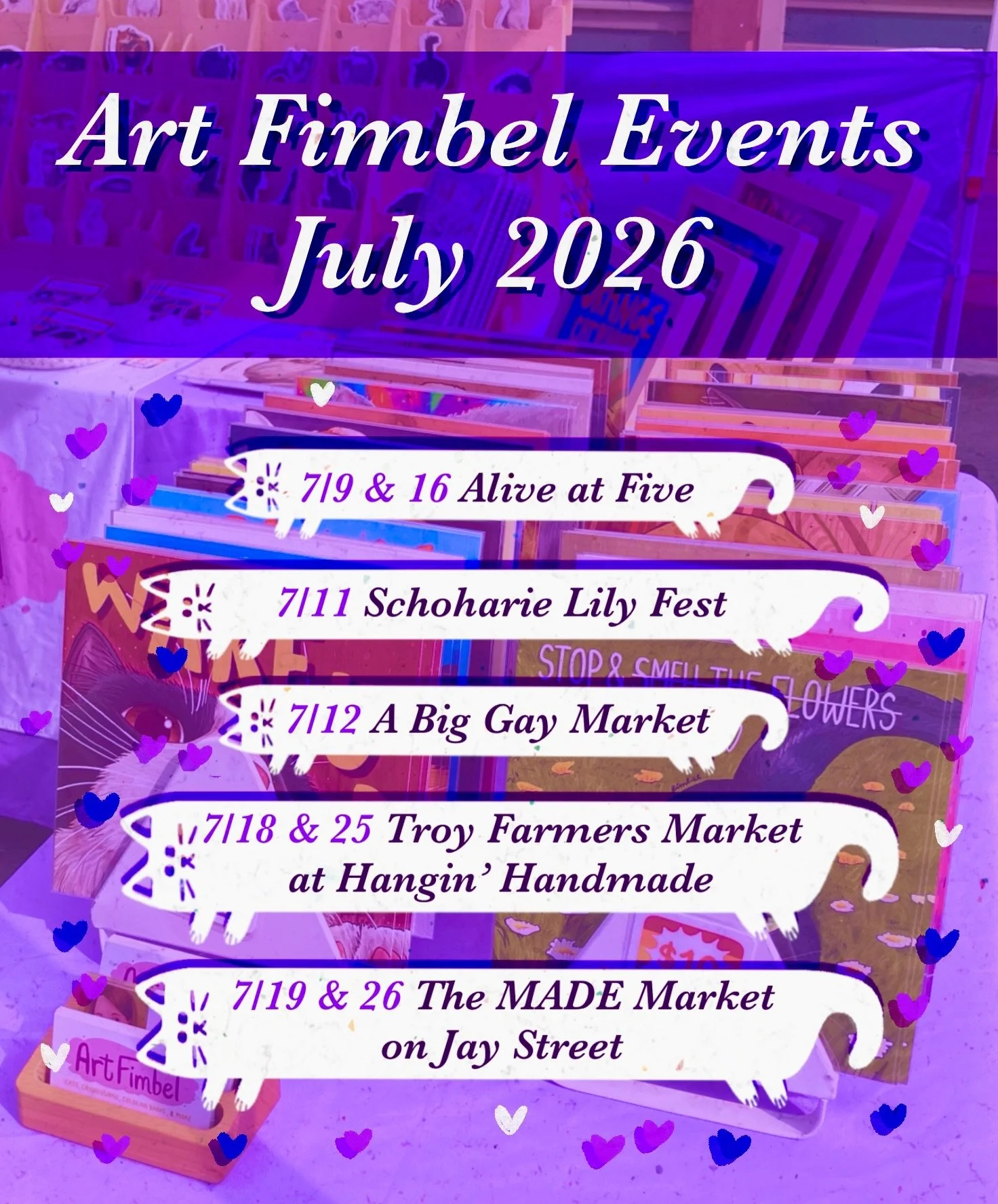 Happy July! I&rsquo;m a bit late in getting this schedule out because I took last week off from markets. But I&rsquo;m back at it this week! Here&rsquo;s my schedule:
- July 9 &amp; 16 - Alive at 5 in Washington Park in Albany
- July 11 - Schoharie L