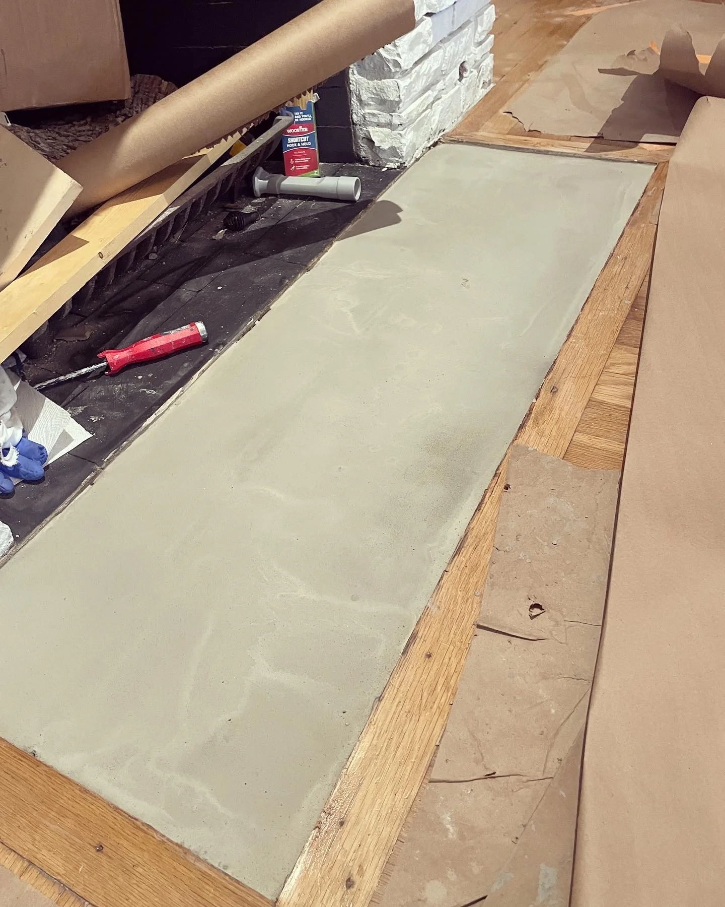 Surface leveled and prepped for new tile