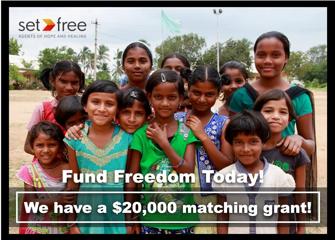 In July we launched a campaign to raise $50,000 in 50 days.  AND we now have  a MATCHING GRANT OF $20,000!!! So your gift to the Set Free Movement will be doubled. Please give before August 31. Fund FREEDOM:  https://tinyurl.com/SFMFMC