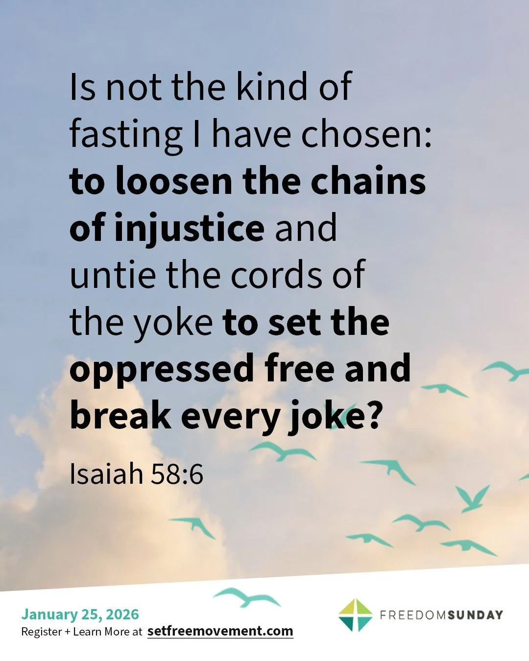 Jesus has set us free; now we help others find freedom, hope, and healing. Join us for Freedom Sunday.