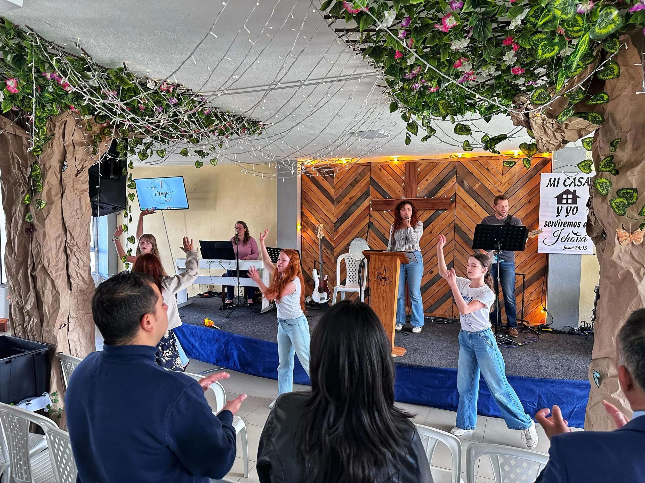 Worshiping in the direction of freedom in Colombia! SFM leader Jazmin preaching the gospel that sets captives free.
