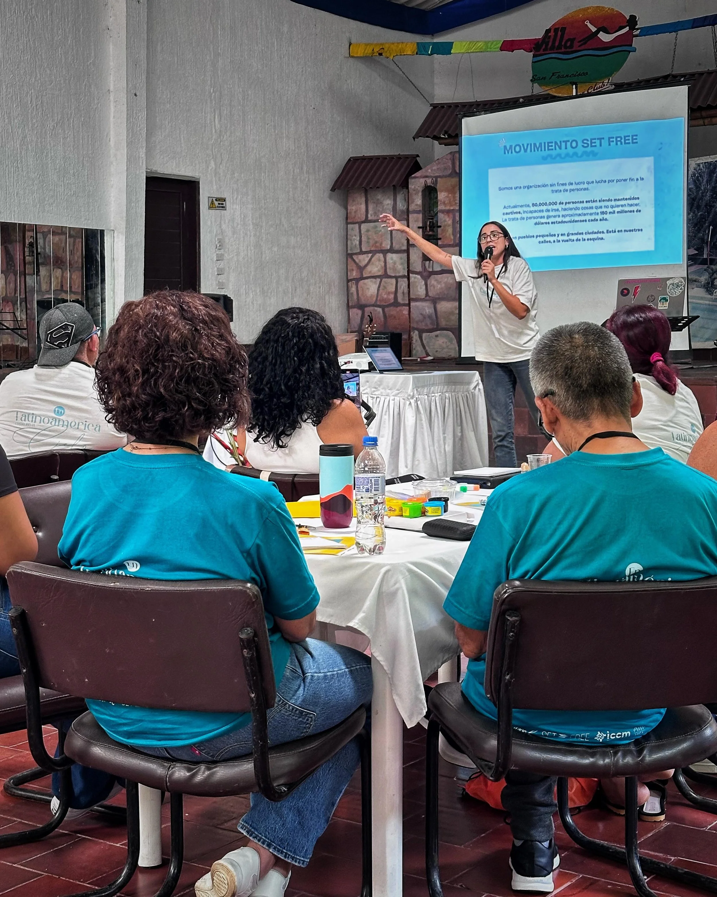 SFM Latin America Regional Director leading a workshop at the Catalizador Summit. Holistic freedom. Partnering with others. Centered on Jesus. Smart action. Spirit led. This leader is on 🔥 for Jesus and justice!