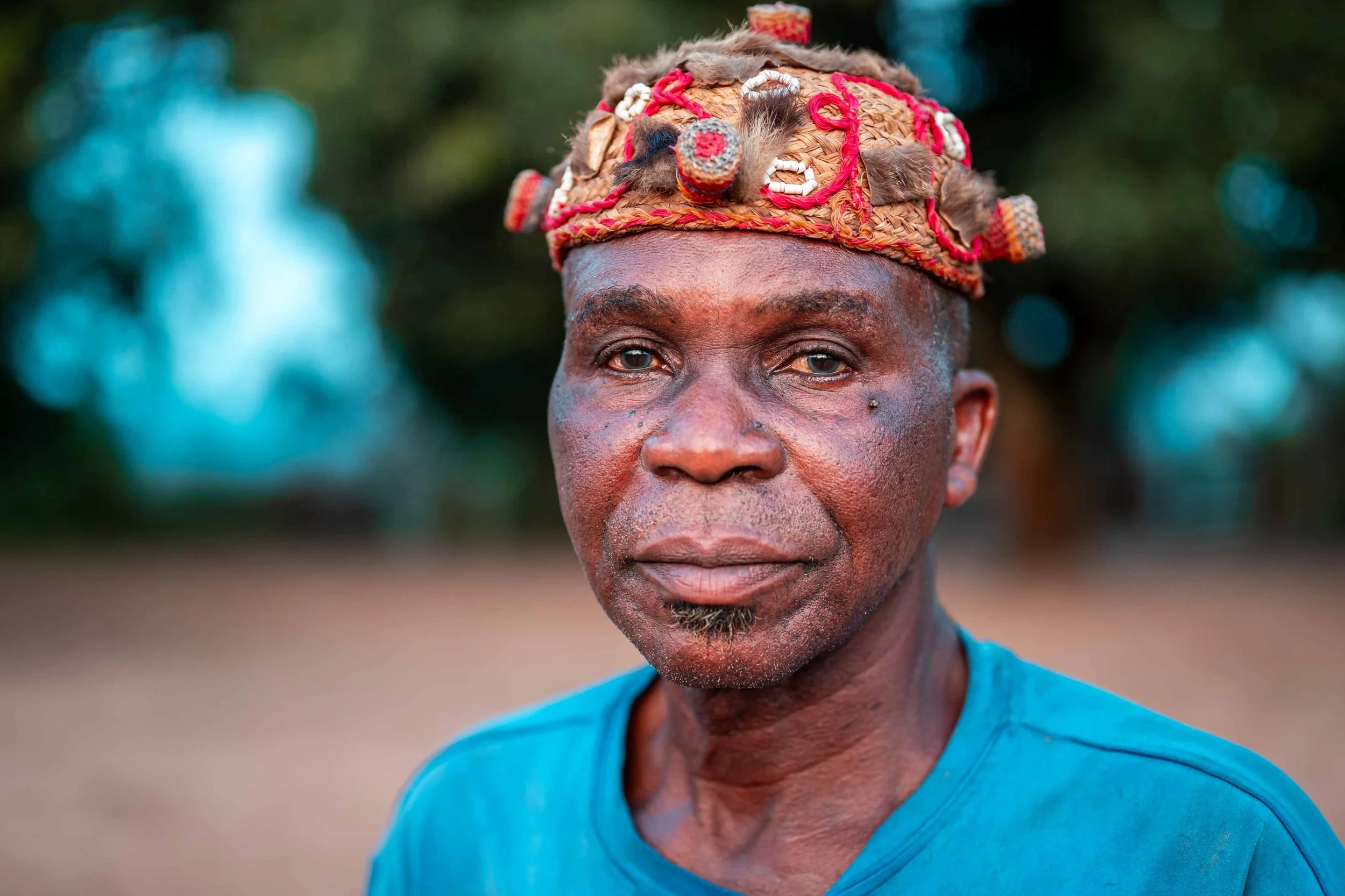 Portrait of Kidashi Kikoni Alphonse, 70, traditional chief of Kianga village, where CATPC acquired land for its project. Lusanga, Democratic Republic of the Congo, February 2025.