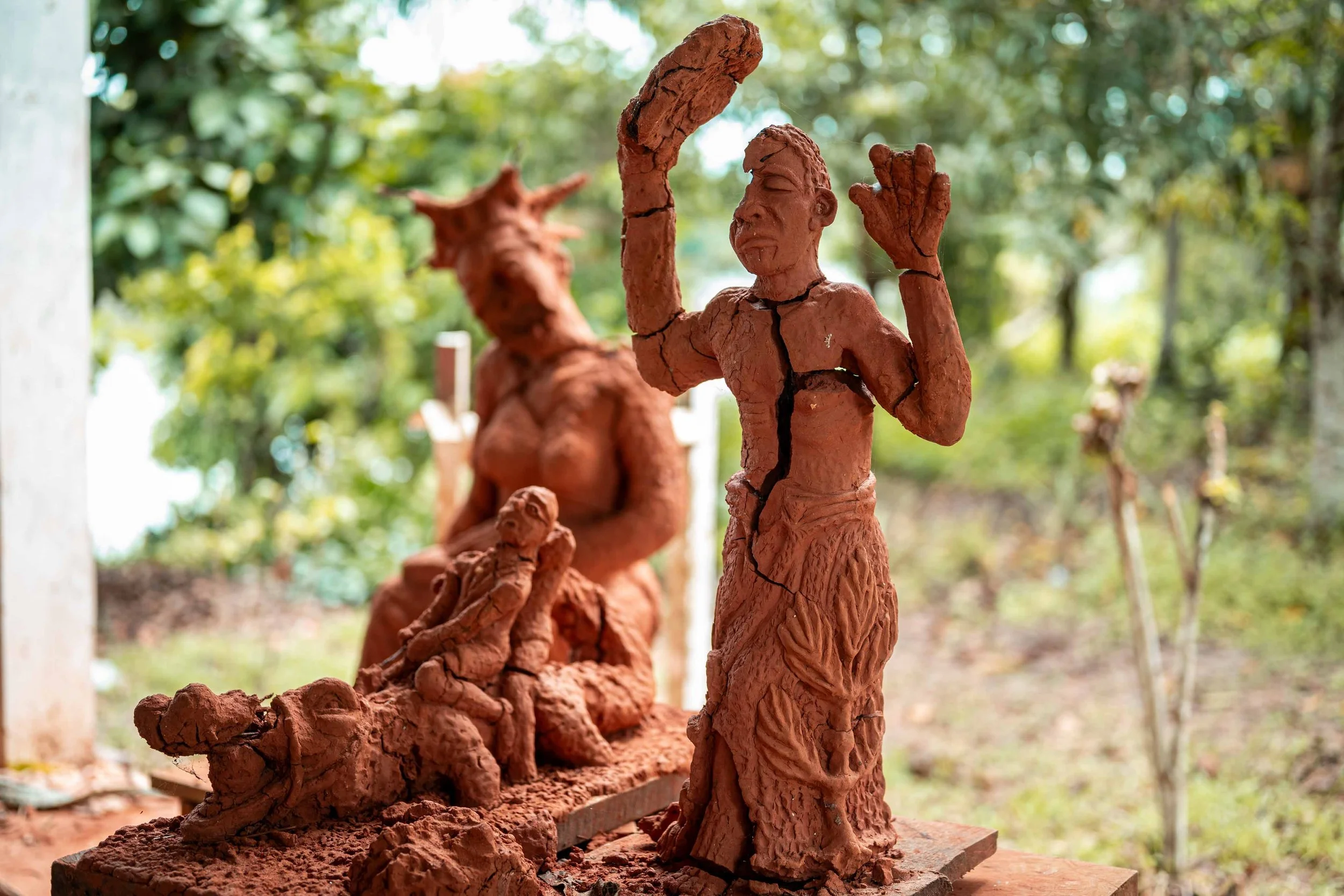 Close-up of an artwork in the CATPC workshop. Lusanga, Democratic Republic of the Congo, February 2025.