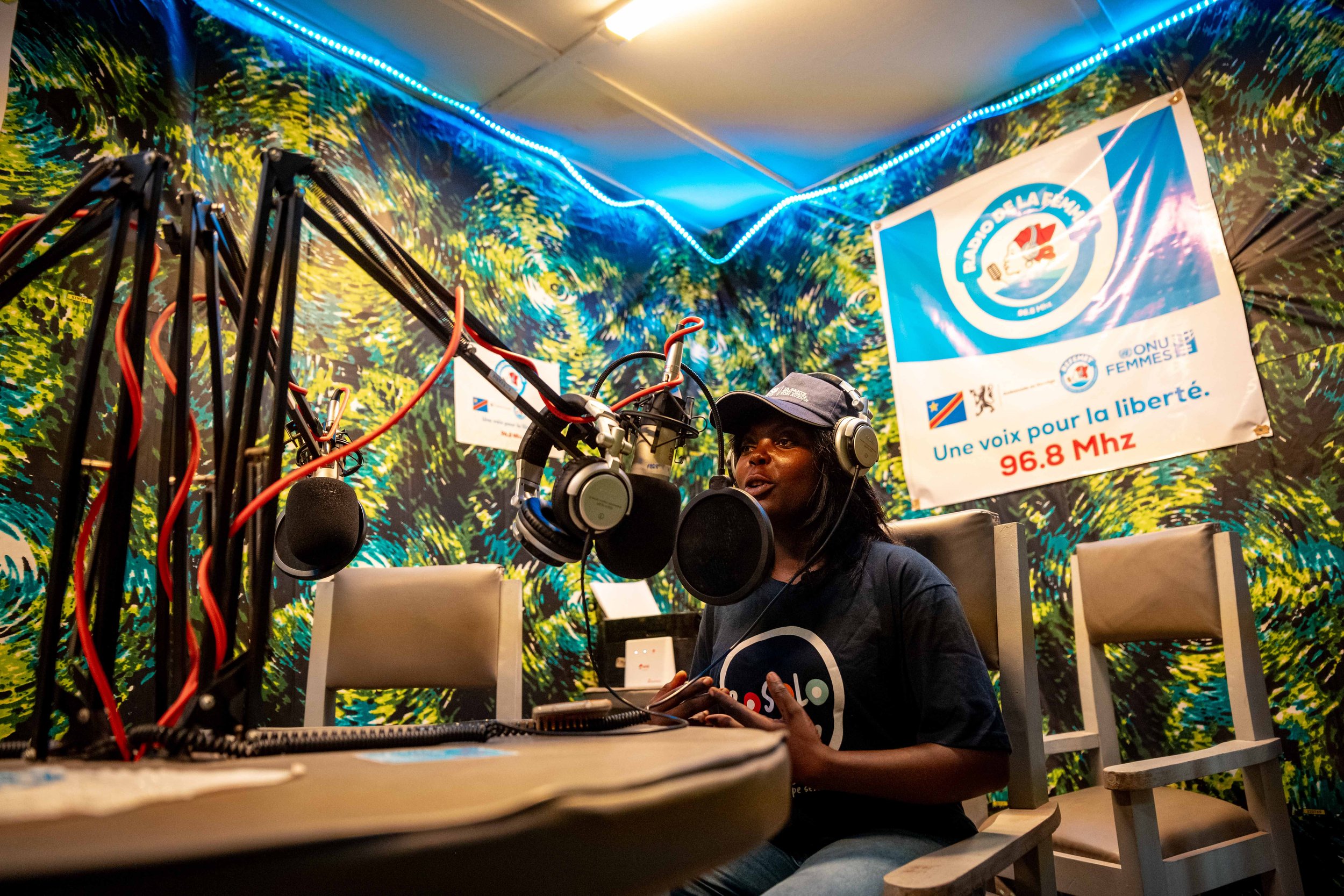 Esther Tompa, MSI Big Sister, hosting a radio programme on reproductive health for young women, Kalemie, Tanganyika, DRC.