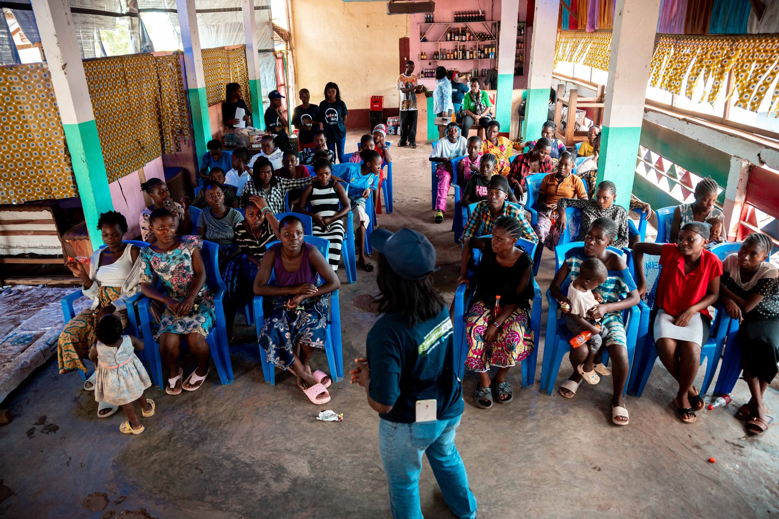 Mass awareness activity led by Esther Tompa MSI Big Sisters in Kalemie, Tanganyika, DRC. 