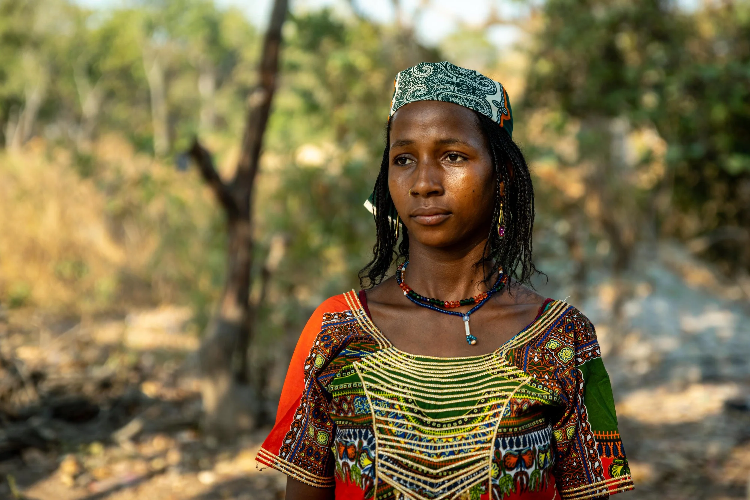 Portrait de Moussa, 22 ans, déplacée du Tchad à Markounda, République centrafricaine, décembre 2025.
