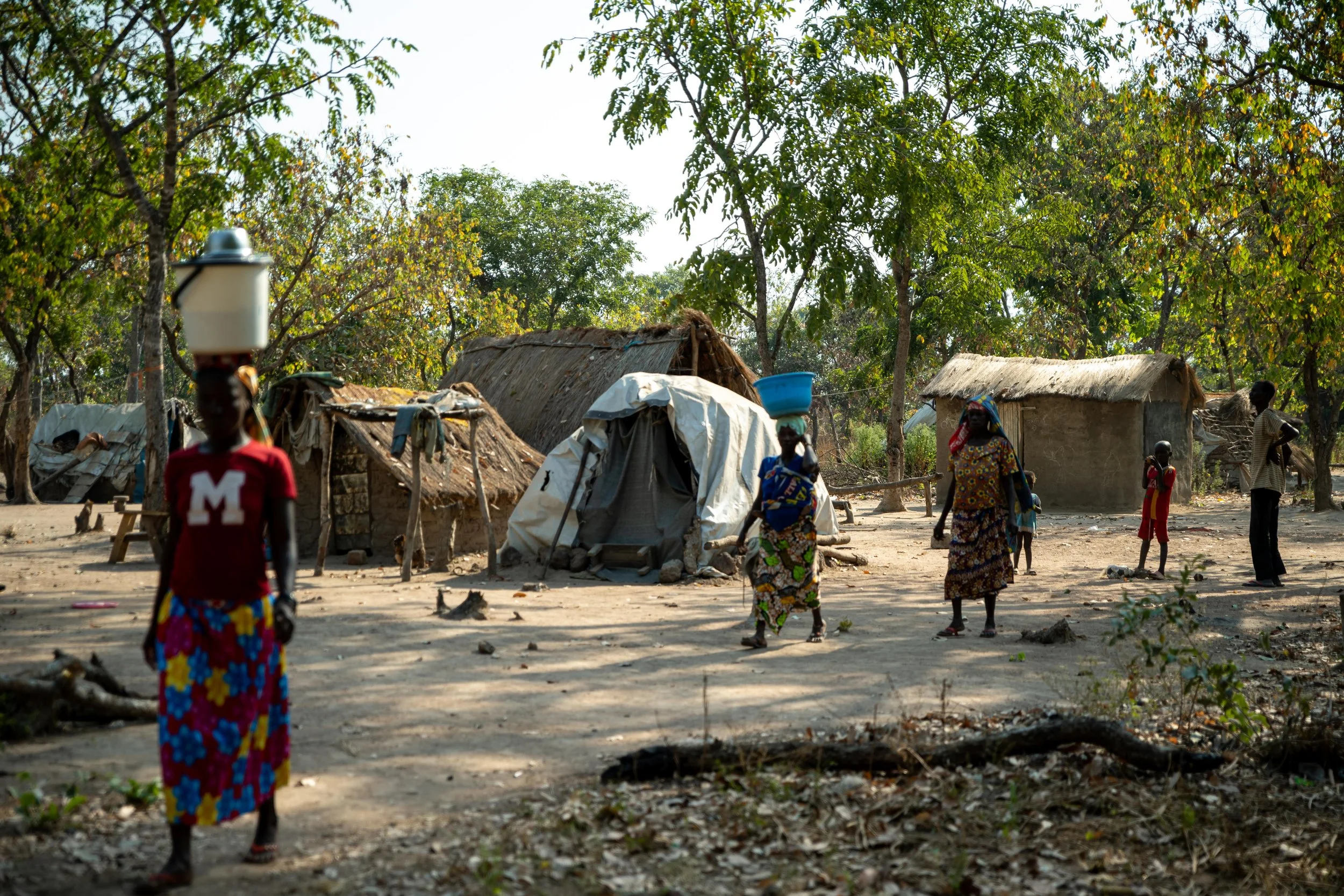 Vue générale d’un camp de déplacés à Markounda, République centrafricaine, décembre 2025.