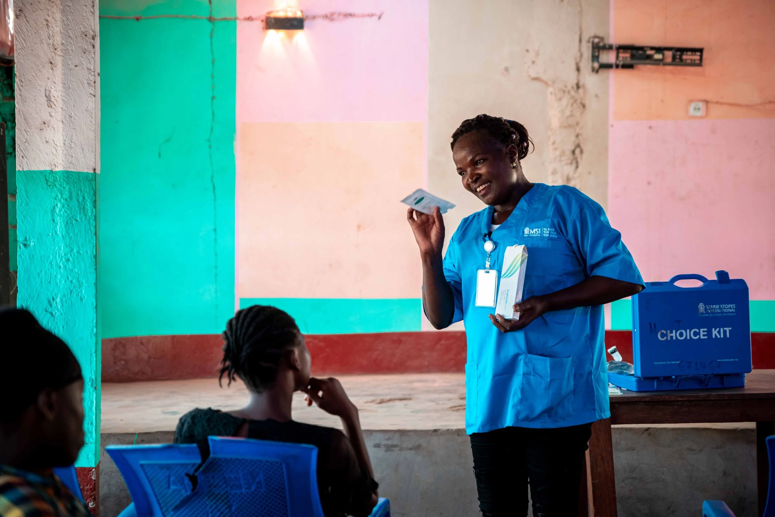 Mass awareness activity led by Kapinga Tchoma Safi (41), MSI Lady, Kalemie, Tanganyika, DRC.