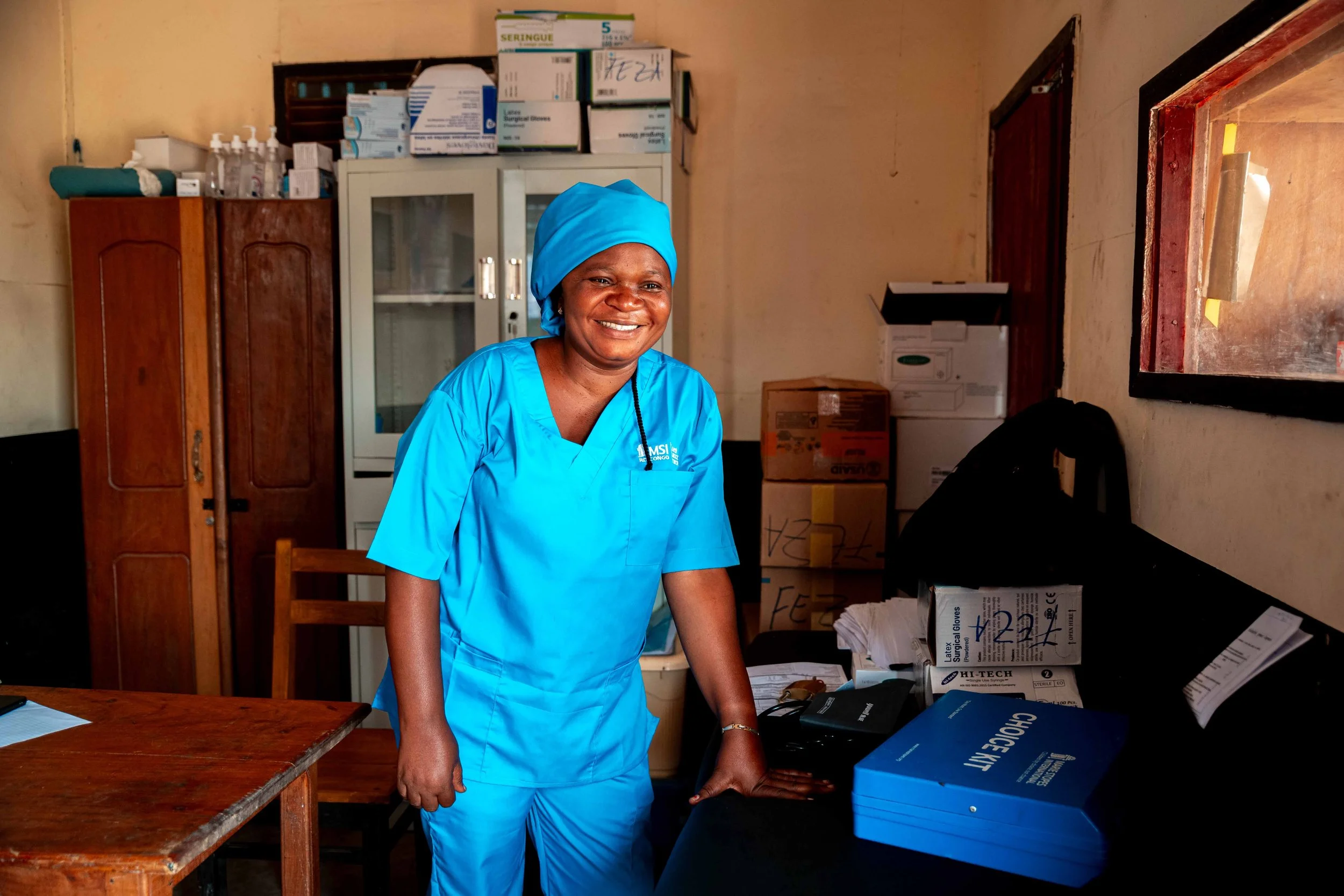 Portrait of Anastasie Feza, MSI Lady at Kankomba Health Centre, Kalemie, Tanganyika, DRC.