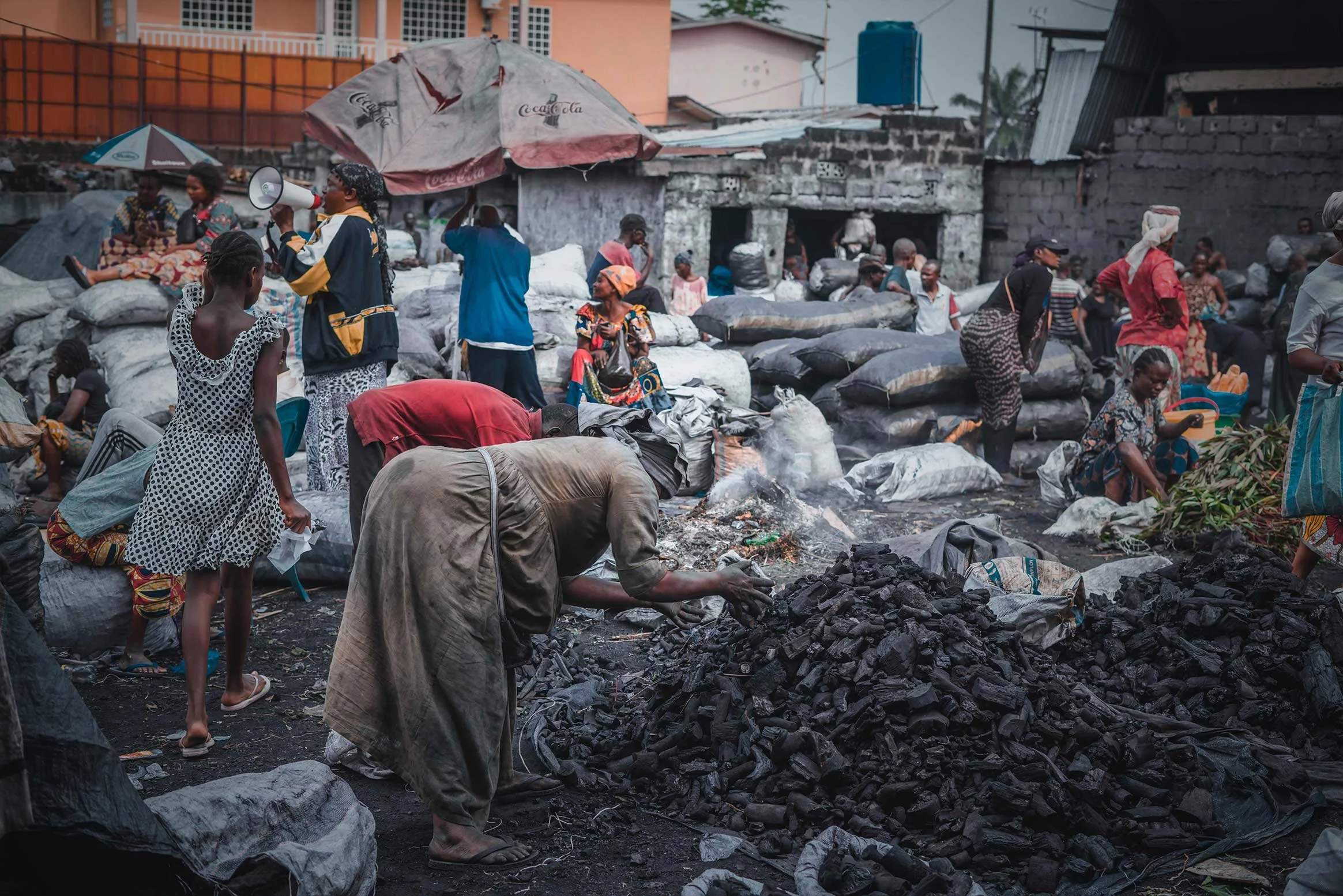 The charcoal sales market in the city of Kinshasa.