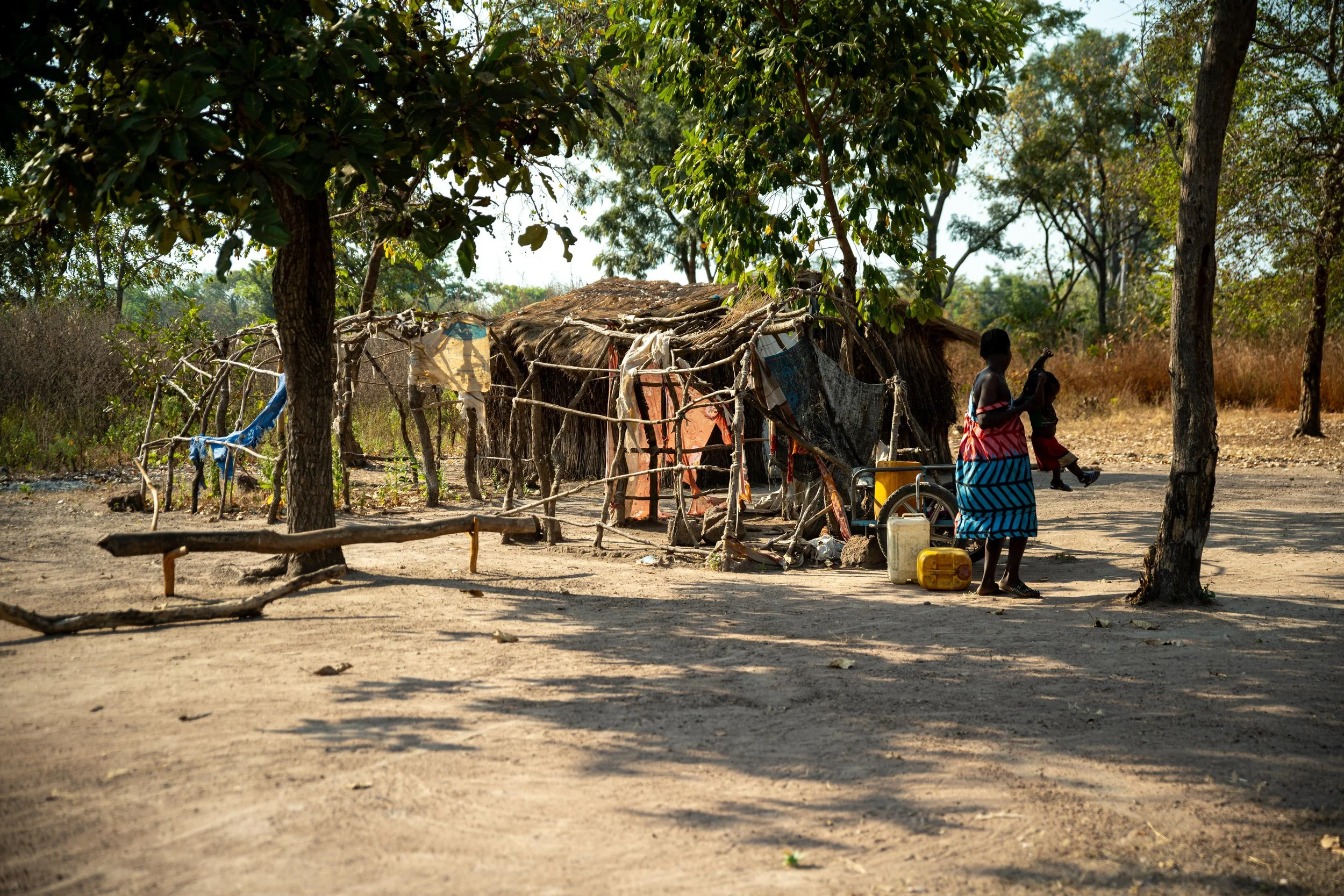 Vue générale d’un camp de déplacés à Markounda, République centrafricaine, décembre 2025.