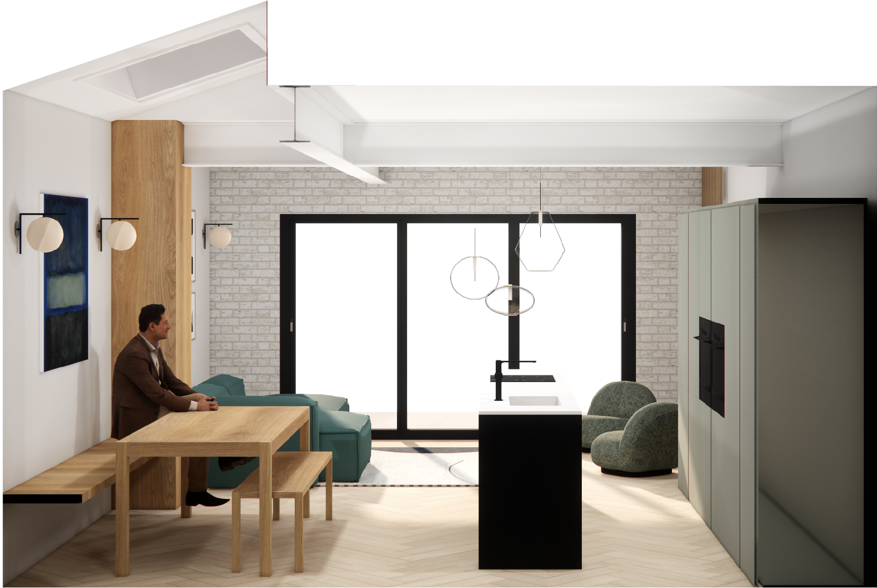 Short section with views of the rear garden and lounge area