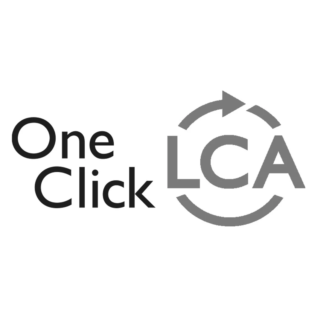 Logo with the text 'One Click' and a circular arrow surrounding the letters 'LCA' in gray.