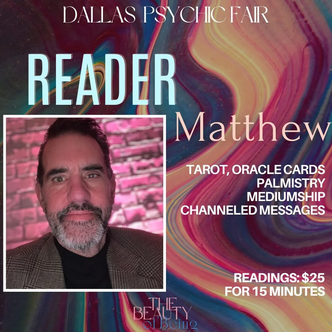 Matthew Pierce 

Matthew Pierce is an intuitive guide and metaphysical practitioner who blends tarot, astrology, and intuitive insight to help people reconnect with clarity, purpose, and inner alignment. His readings are grounded, positive, and empow