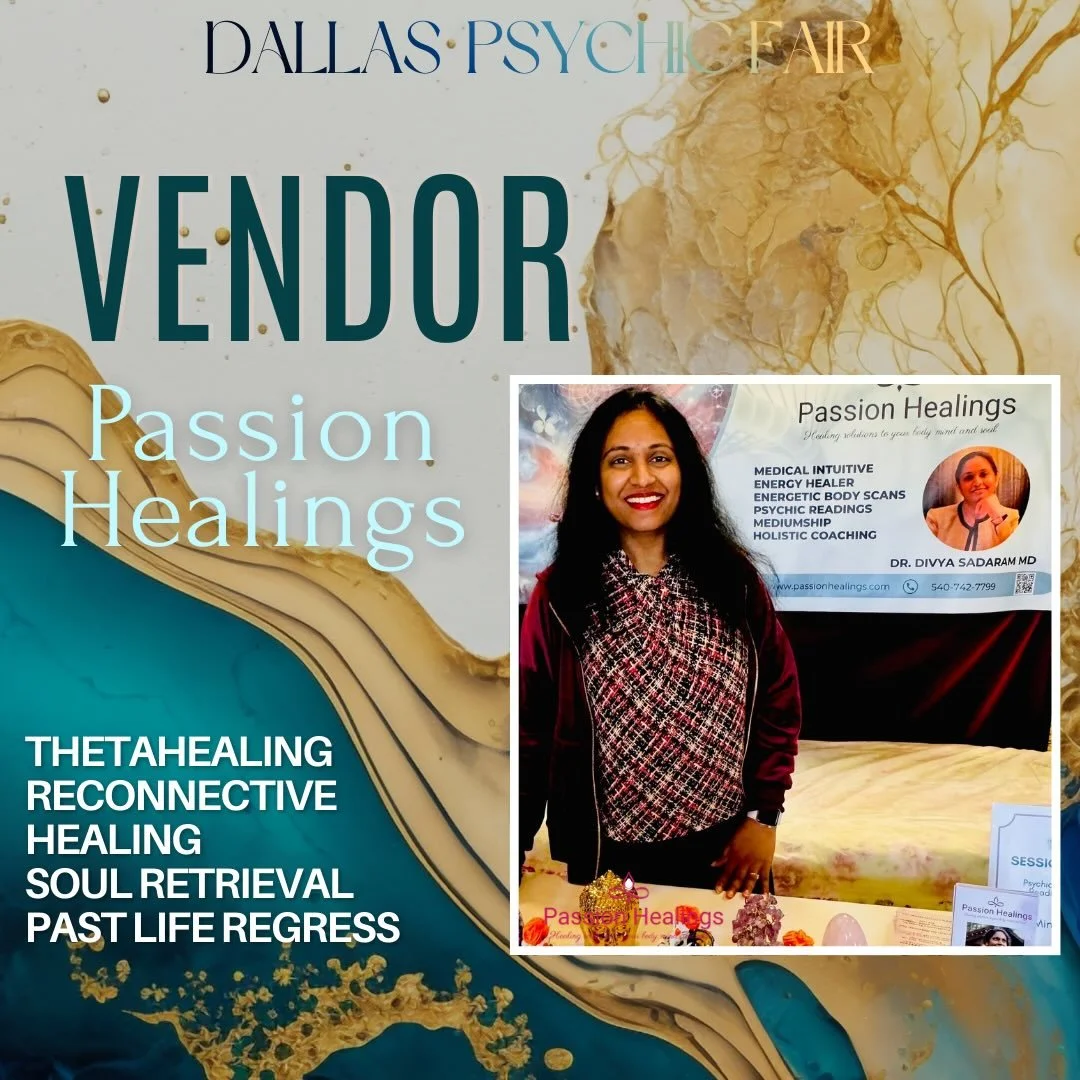 Vendor: Passion Healings

Dr. Divya Sadaram, MD, is the founder of Passion Healings and offers intuitive, energy-based sessions designed to support emotional, mental, physical, and spiritual well-being.

Her work blends medical intuitive scanning wit