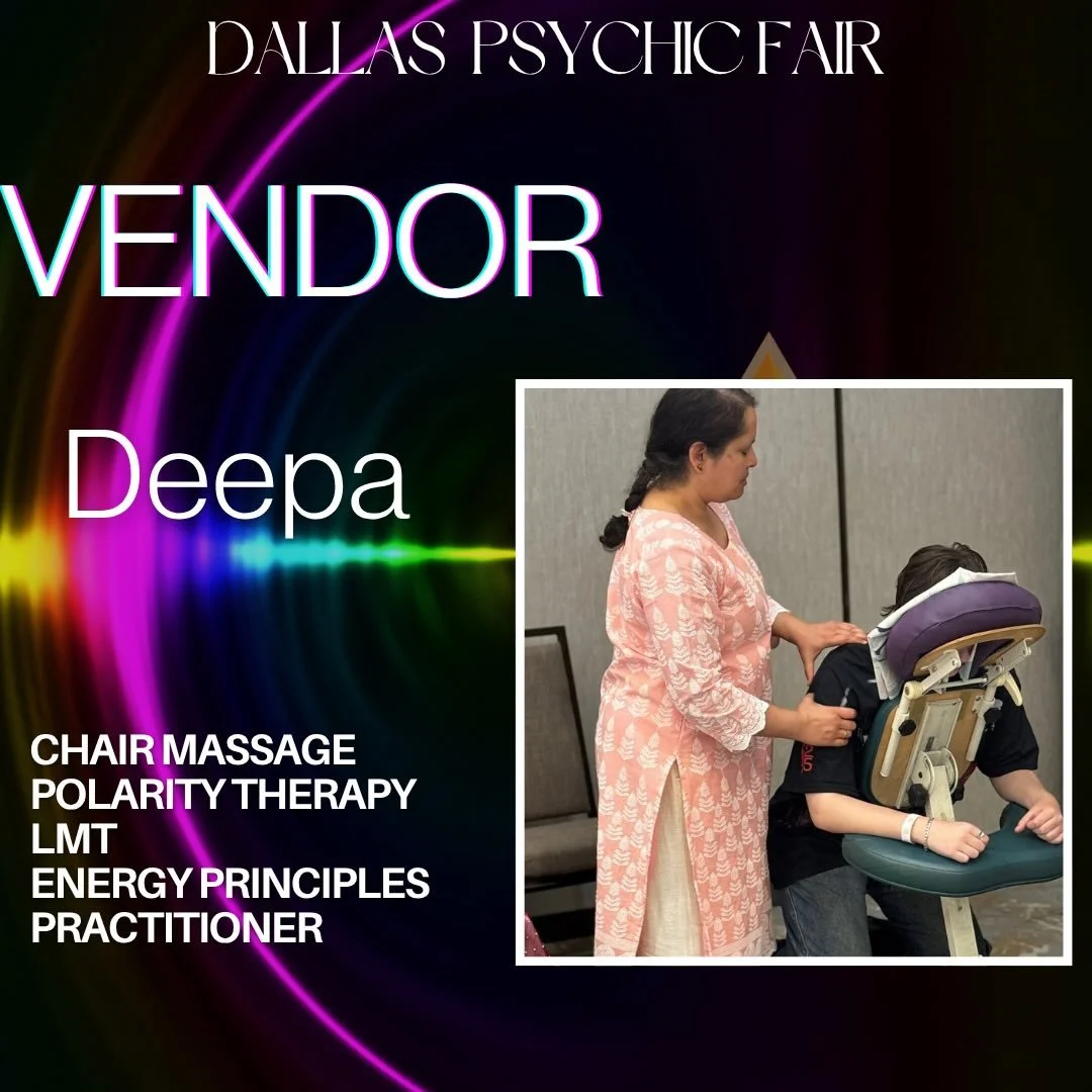 Vendor: Chair Massage with Deepa

Deepa Lele, LMT, offers Polarity Therapy sessions that combine skilled touch with energetic alignment to support balance and relaxation.

Drawing from her background as a Licensed Massage Therapist and Energy Princip