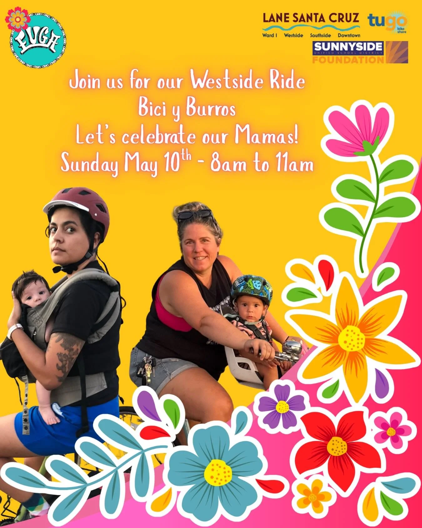 Feliz D&iacute;a de las Mam&aring;s! 🌸🚲
We love on our mam&aacute;s every day, pero if there&rsquo;s a chance to ride together to honor them&mdash;that&rsquo;s our jam!

Join us this Sunday for our annual Bici y Burros ride with our fugista mamis y