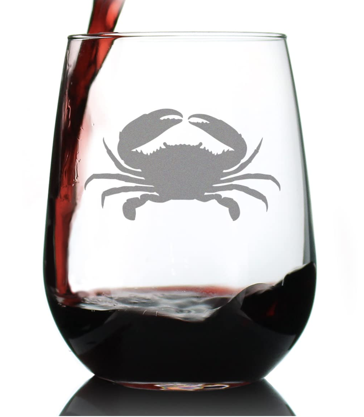 Etched Crab Wine Glass