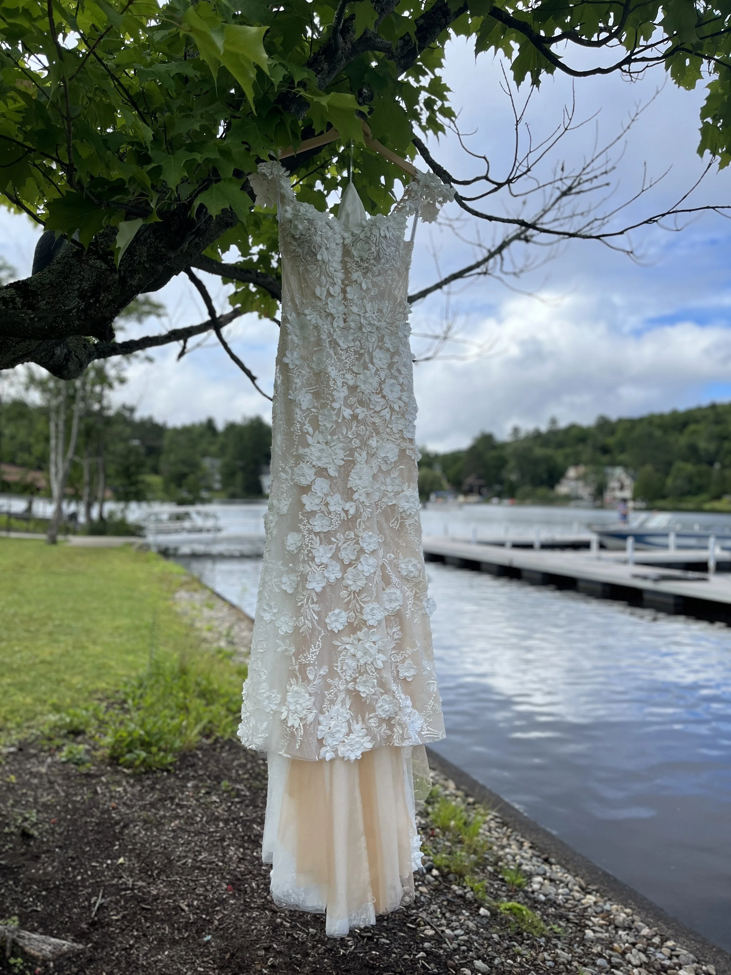 Wedding Dress hanging captured by Central New York videographers