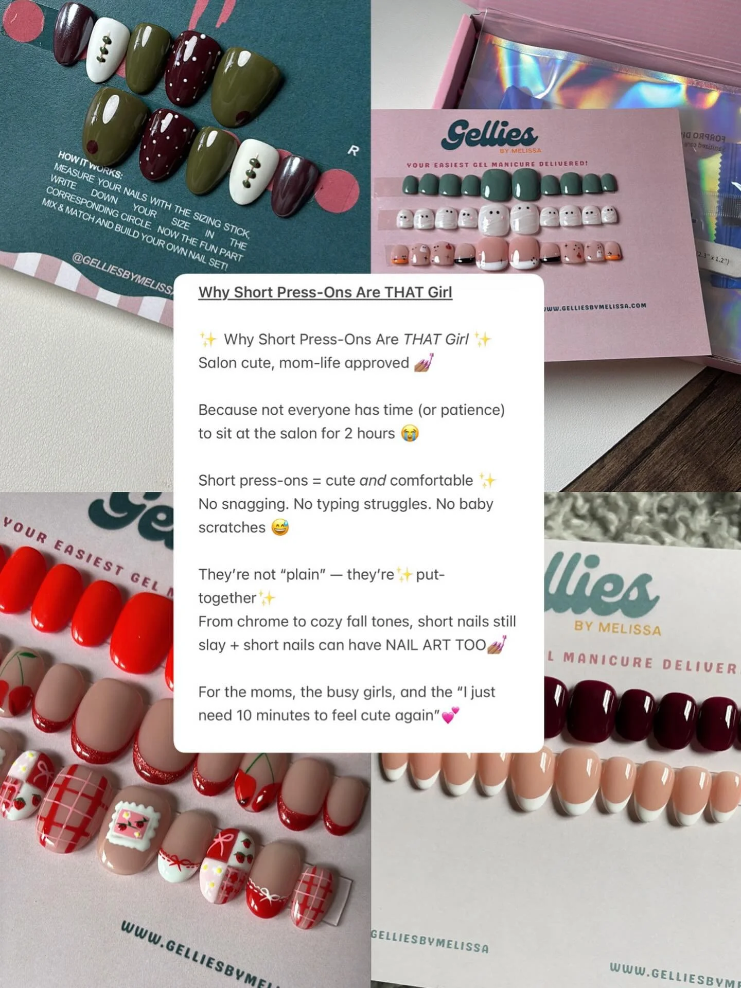 Short press-ons don&rsquo;t get enough credit 💅🏽✨
They&rsquo;re comfy, mom-life proof, and still give that girl energy &mdash; even when your schedule doesn&rsquo;t.

Bring the nail salon right to your home! Cute, reusable nails = CUTE money saving