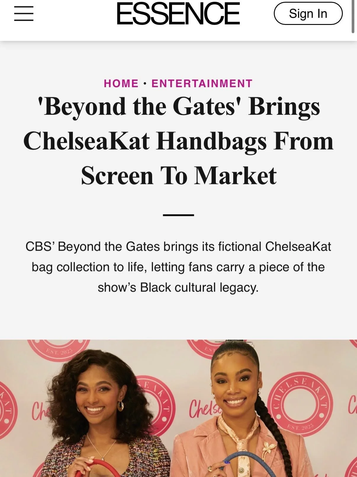Have YOU gotten your ChelseaKat bag yet?! 🤔 Thank you @essence for the feature! Fun fact: @shelbylnstewart did my first panel discussion for Beyond the Gates in dc. 🥹 We got to team up again for this ChelseaKat feature in Essence Magazine. 💕 Link 