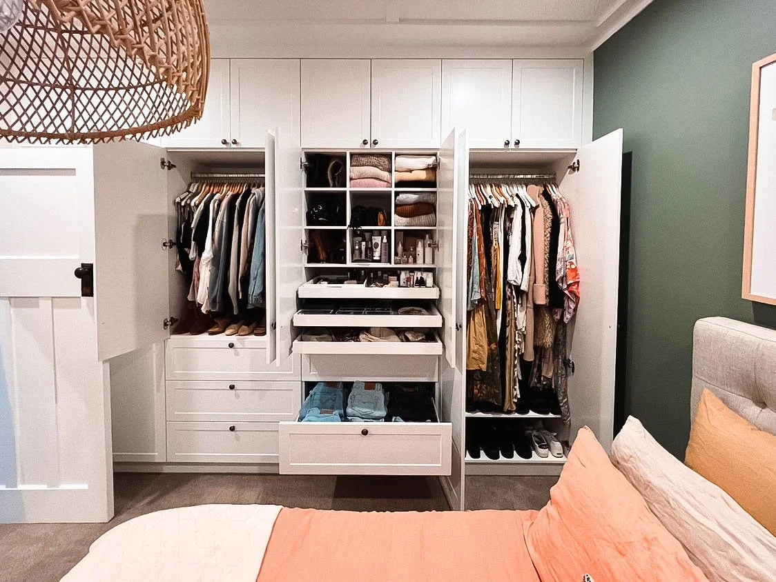 Open view of panel door wardrobe