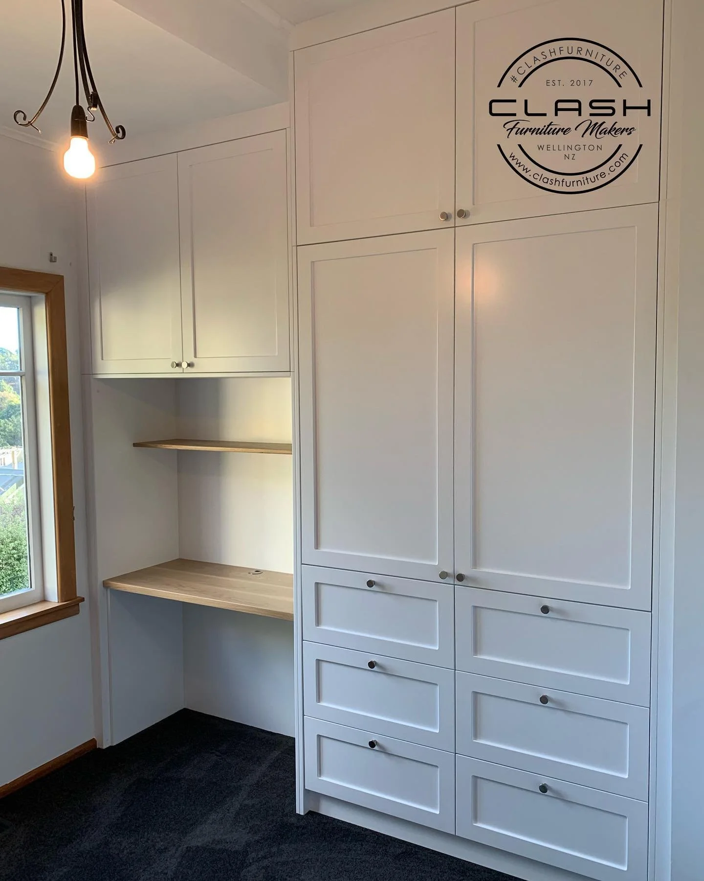 Wardrobe / Desk + Storage . One of our main aims when designing is the utilization of space . In a house with an inadequate amount of storage or space for that matter being able to offer dual purpose is always key , and any chance to get a bit of sol