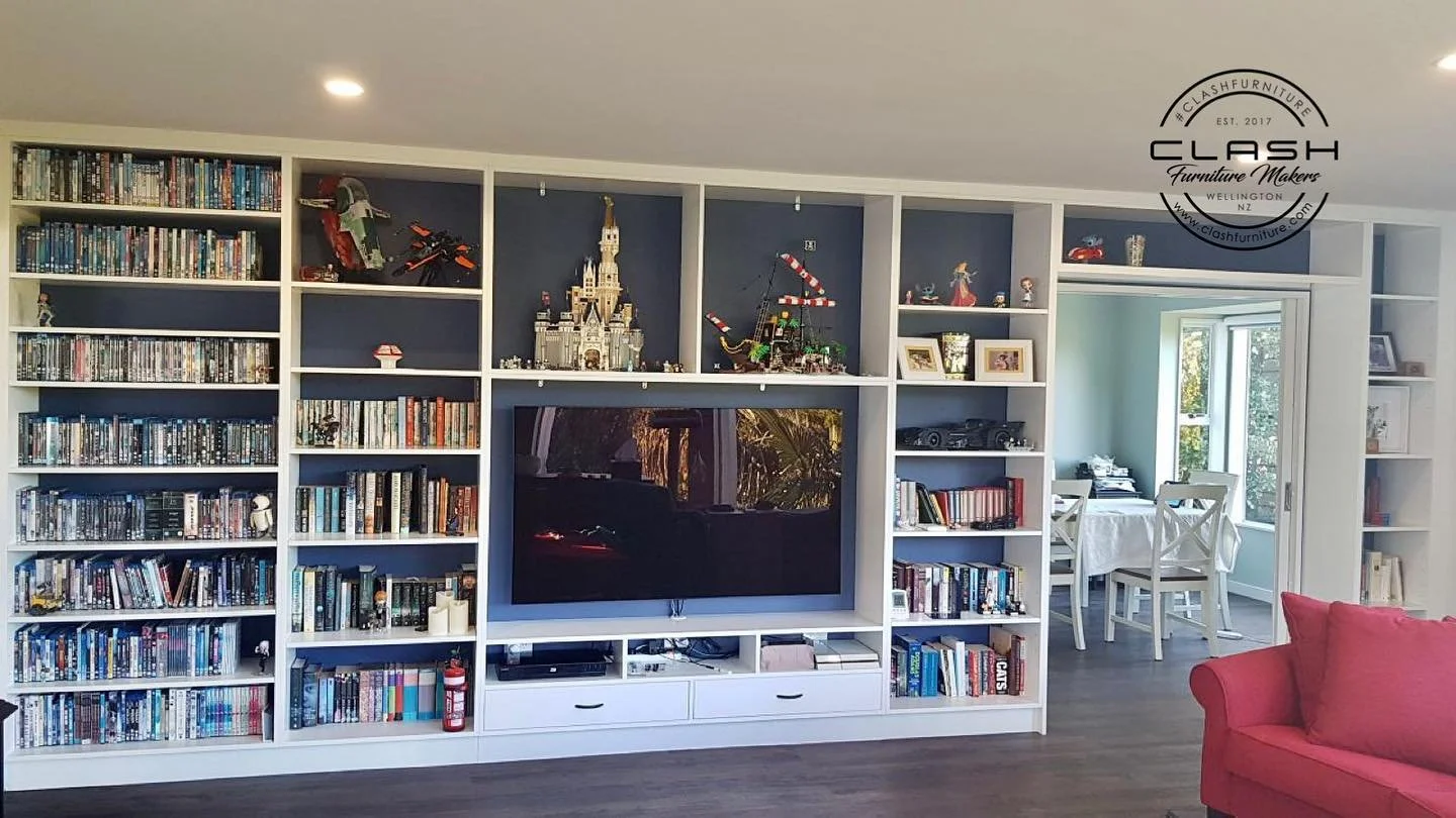 One of my favourite parts of doing wall units like this is seeing them once they have fulfilled their purpose. Not only is this functional , it&rsquo;s become like a gallery wall . Big thanks to Nicci from @homeswithsoul . The laser edged panels for 