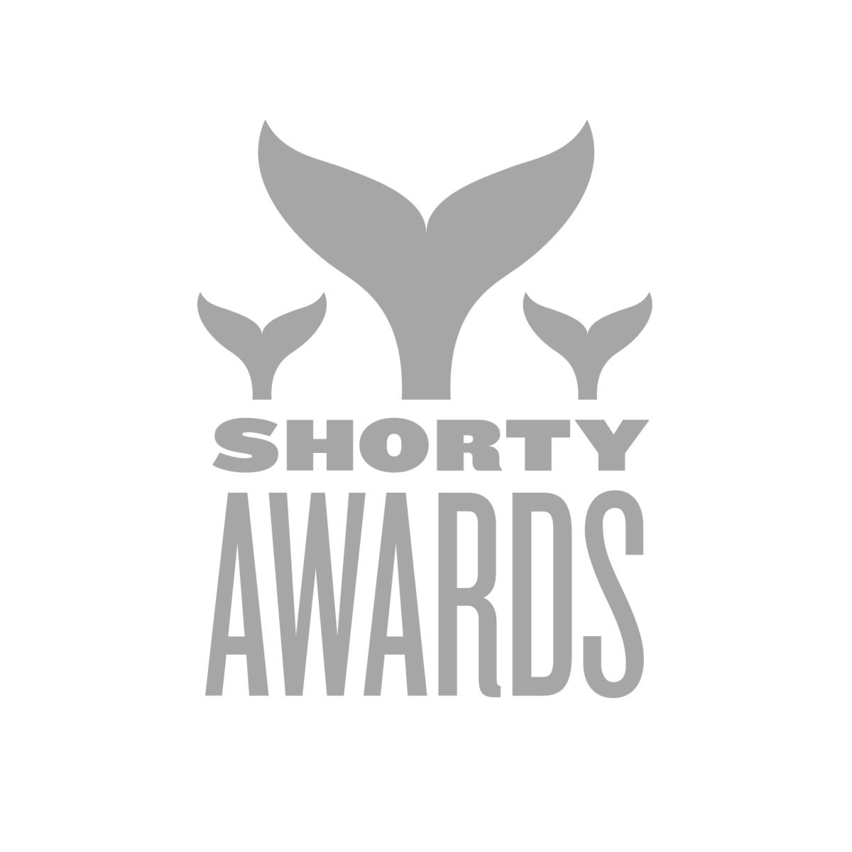 Logo for Shorty Awards featuring three stylized whale tails and the text 'SHORTY AWARDS' in bold letters.