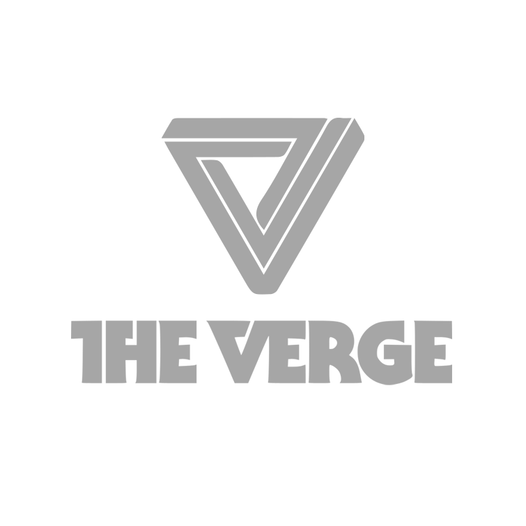 Logo featuring a stylized triangular design above the text 'The Verge' in bold, capital letters.