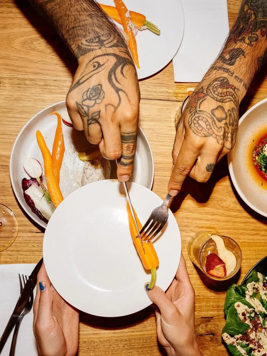 A mix of night time/day time style images.

No Bones is an experience of flavours and textures the Byron Bay restaurant experience you&rsquo;d expect with an underlying purpose and delight in knowing whats on your plate is not what it appears to be.
